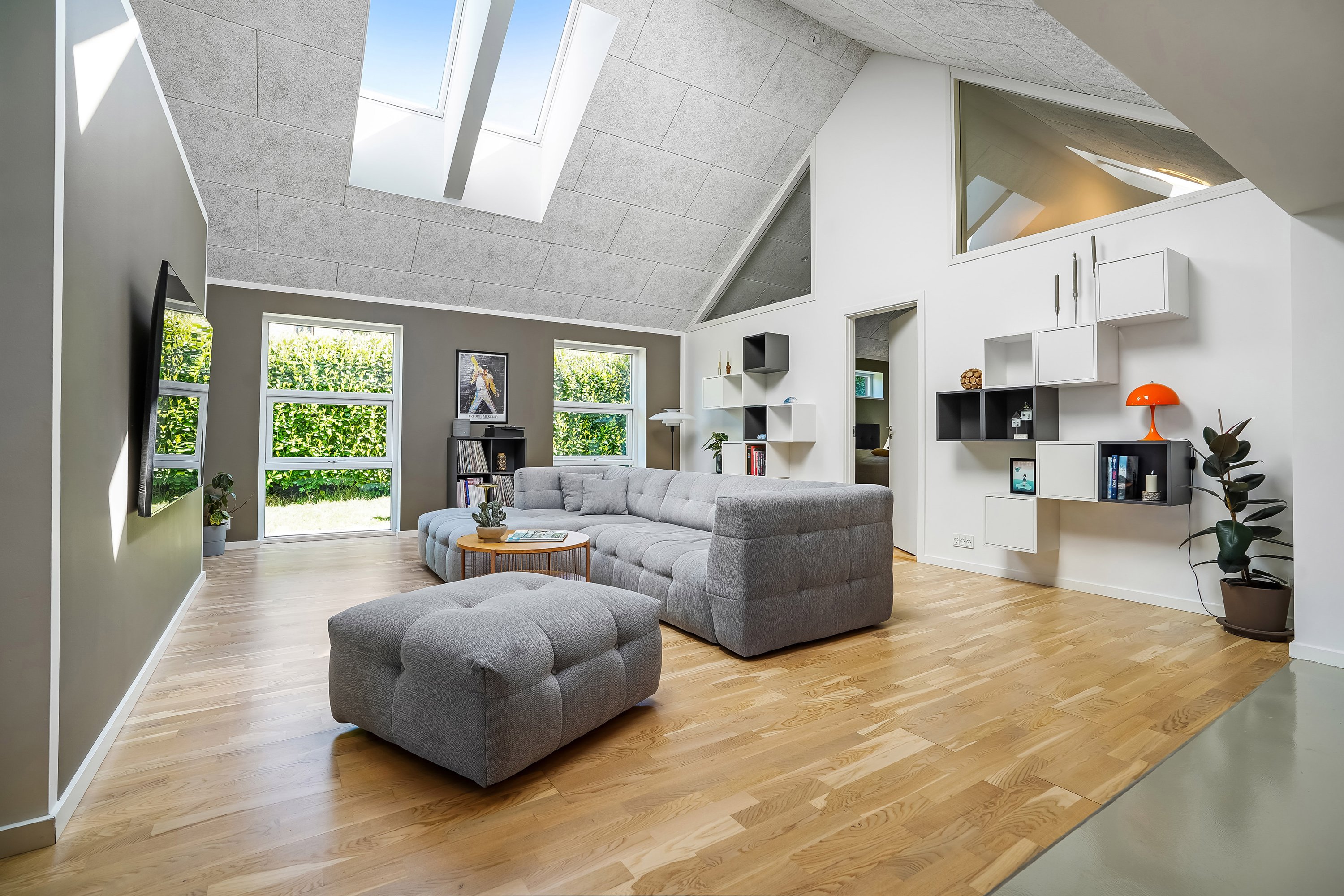 Fremhævet stue billede i fuldskærmstilstand. Billede af Hylkedamvej 34, Lunge, 5591 Gelsted