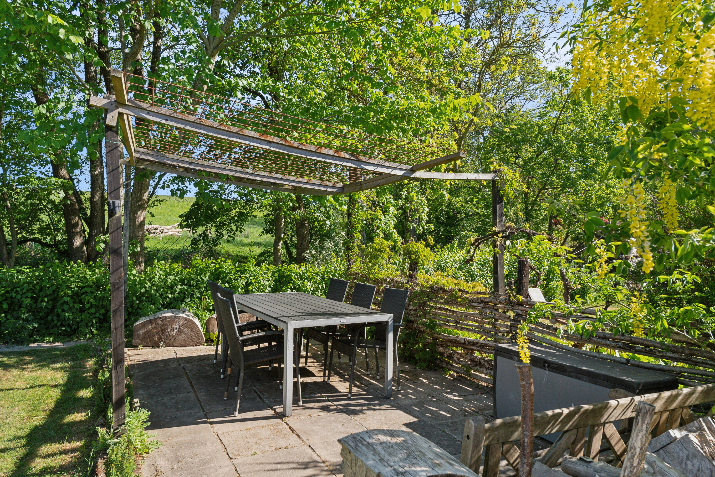 Fremhævet overdækket terrasse billede i fuldskærmstilstand. Billede af Kirkevej 14, 5892 Gudbjerg Sydfyn