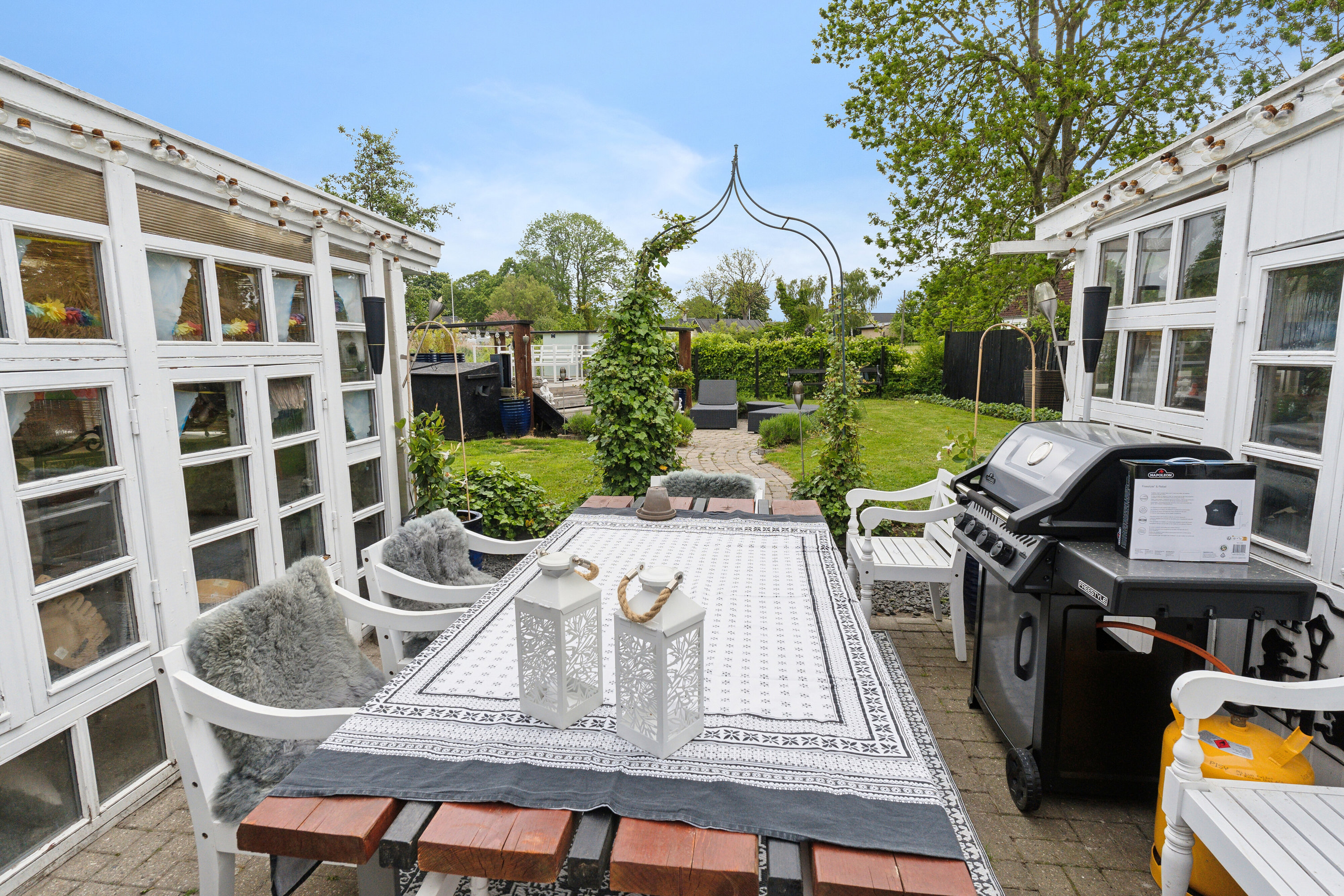 Fremhævet overdækket terrasse billede i fuldskærmstilstand. Billede af Dammen 2, Vellerup, 4050 Skibby