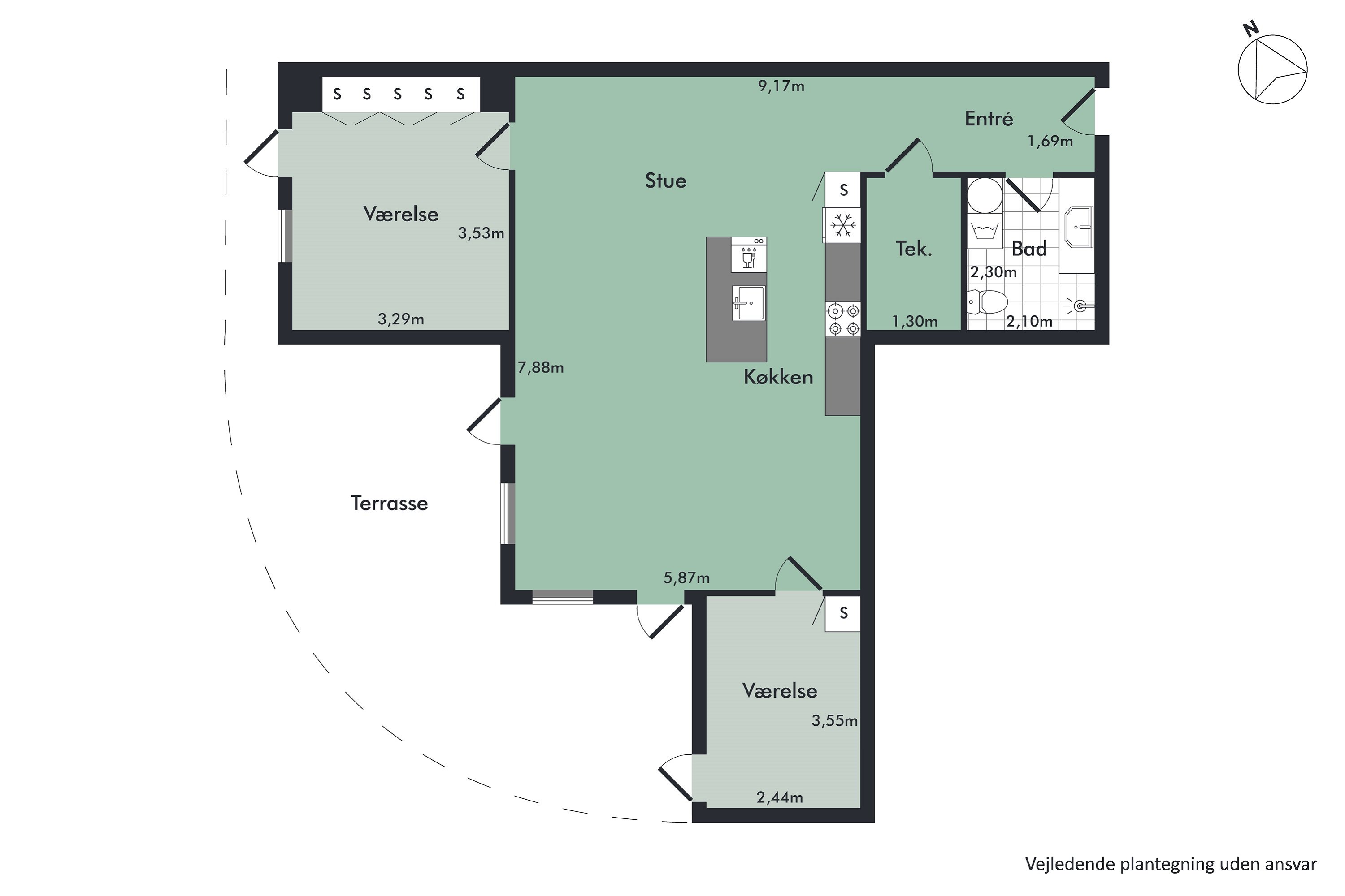 Plantegninger billede af Julius Posselts Vej 3A, 6. 2., 9400 Nørresundby