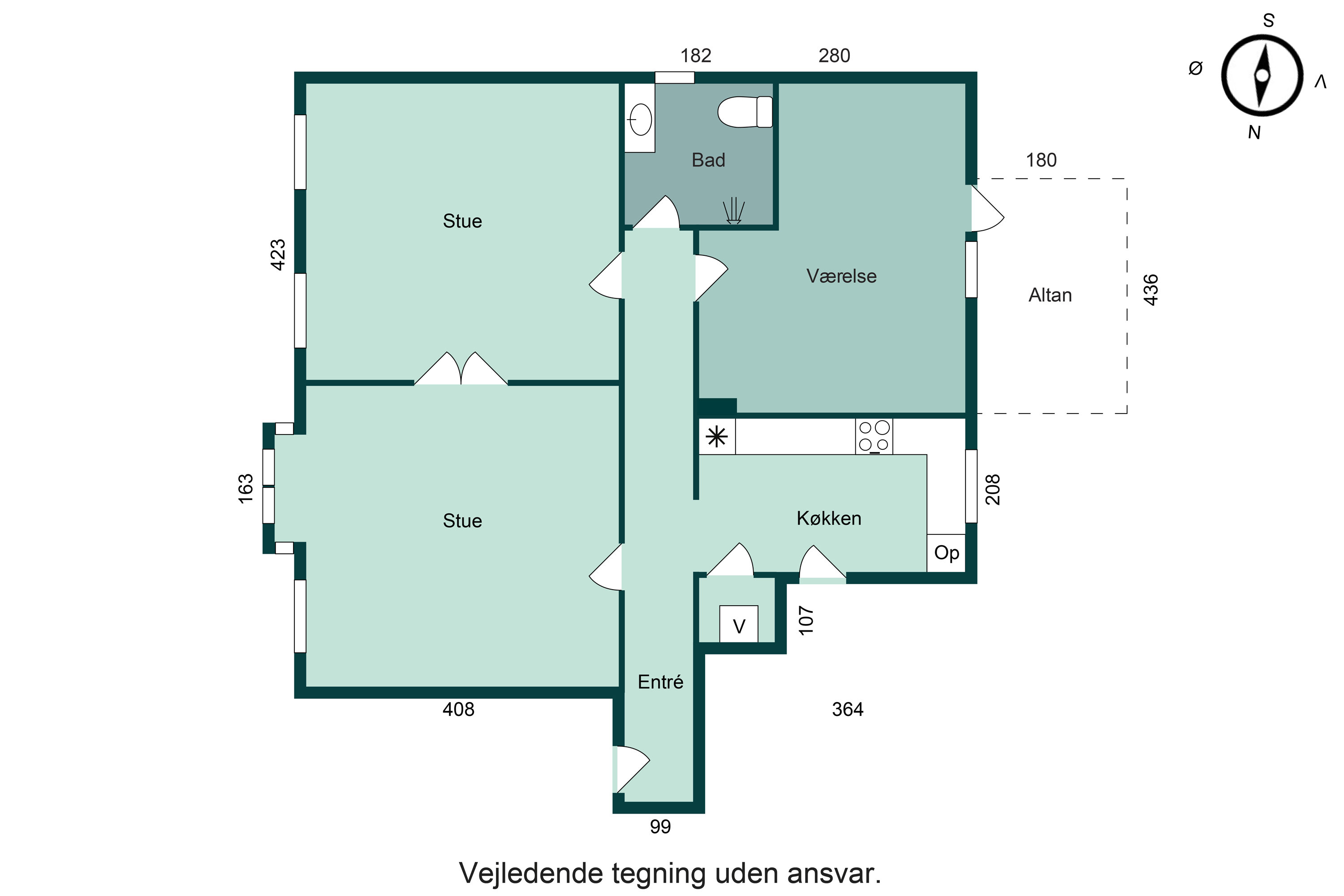 Plantegninger billede af Fredericiagade 2, 2. tv., 8700 Horsens