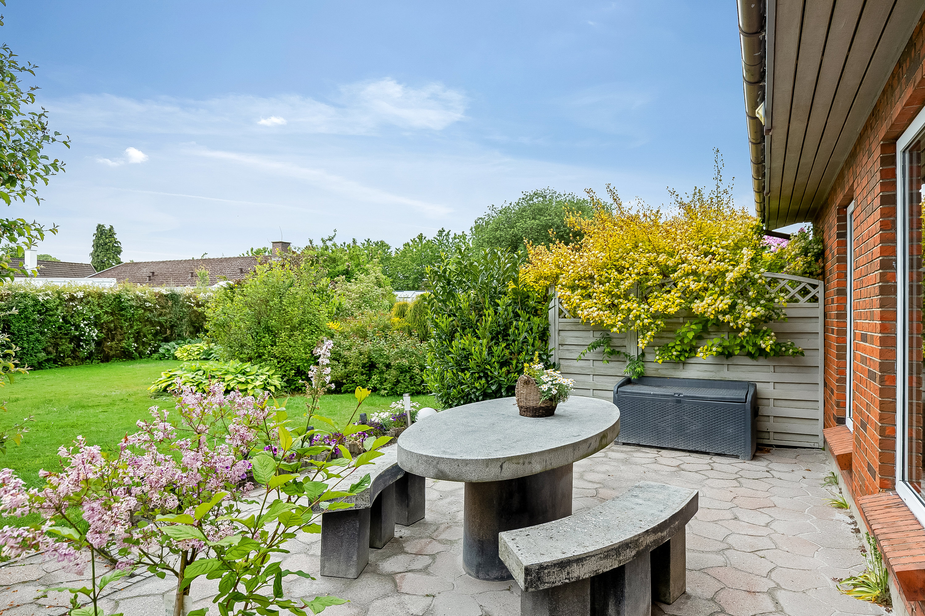 Fremhævet terrasse billede i fuldskærmstilstand. Billede af J.A. Petersens Park 12, 6093 Sjølund