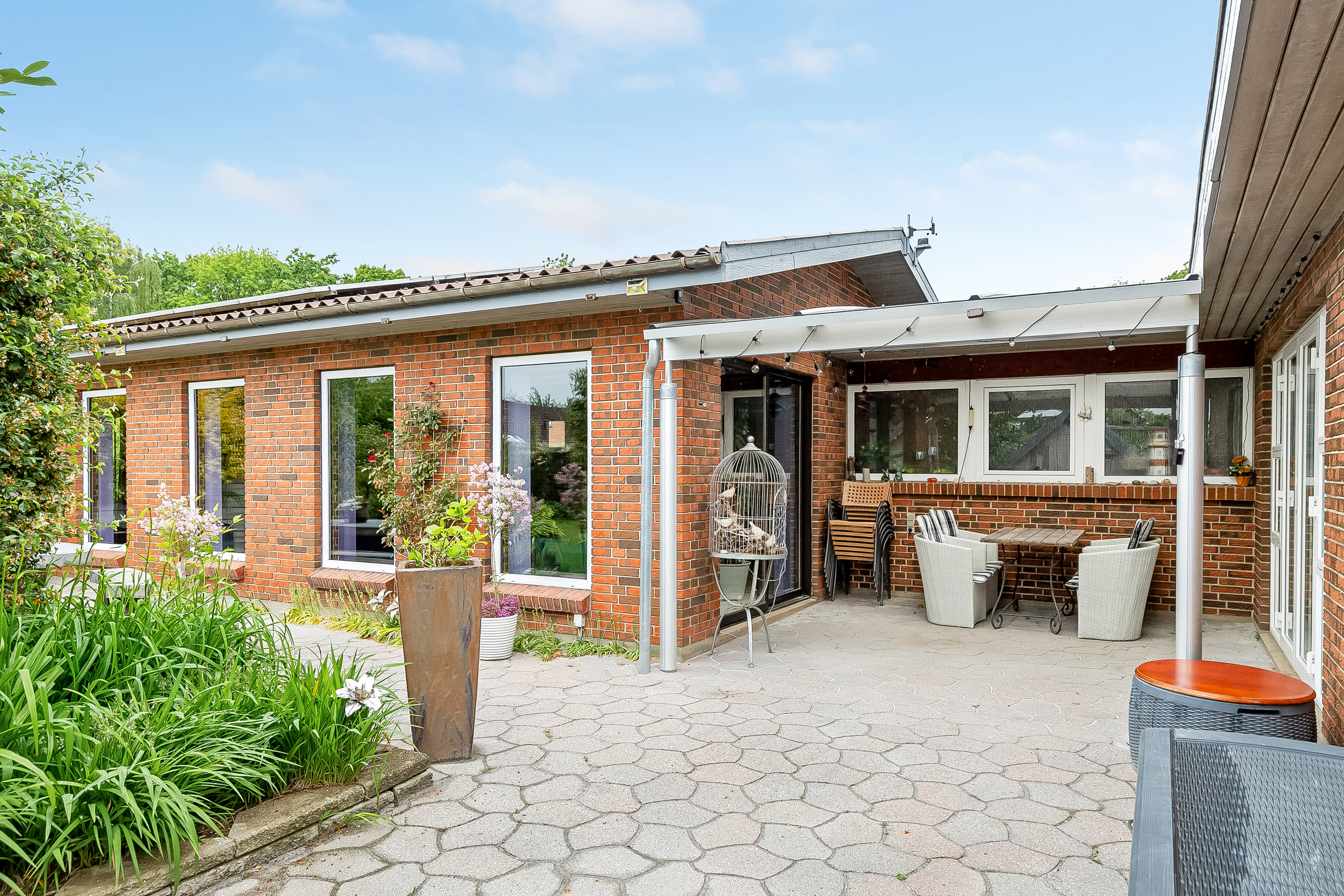 Fremhævet terrasse billede i fuldskærmstilstand. Billede af J.A. Petersens Park 12, 6093 Sjølund