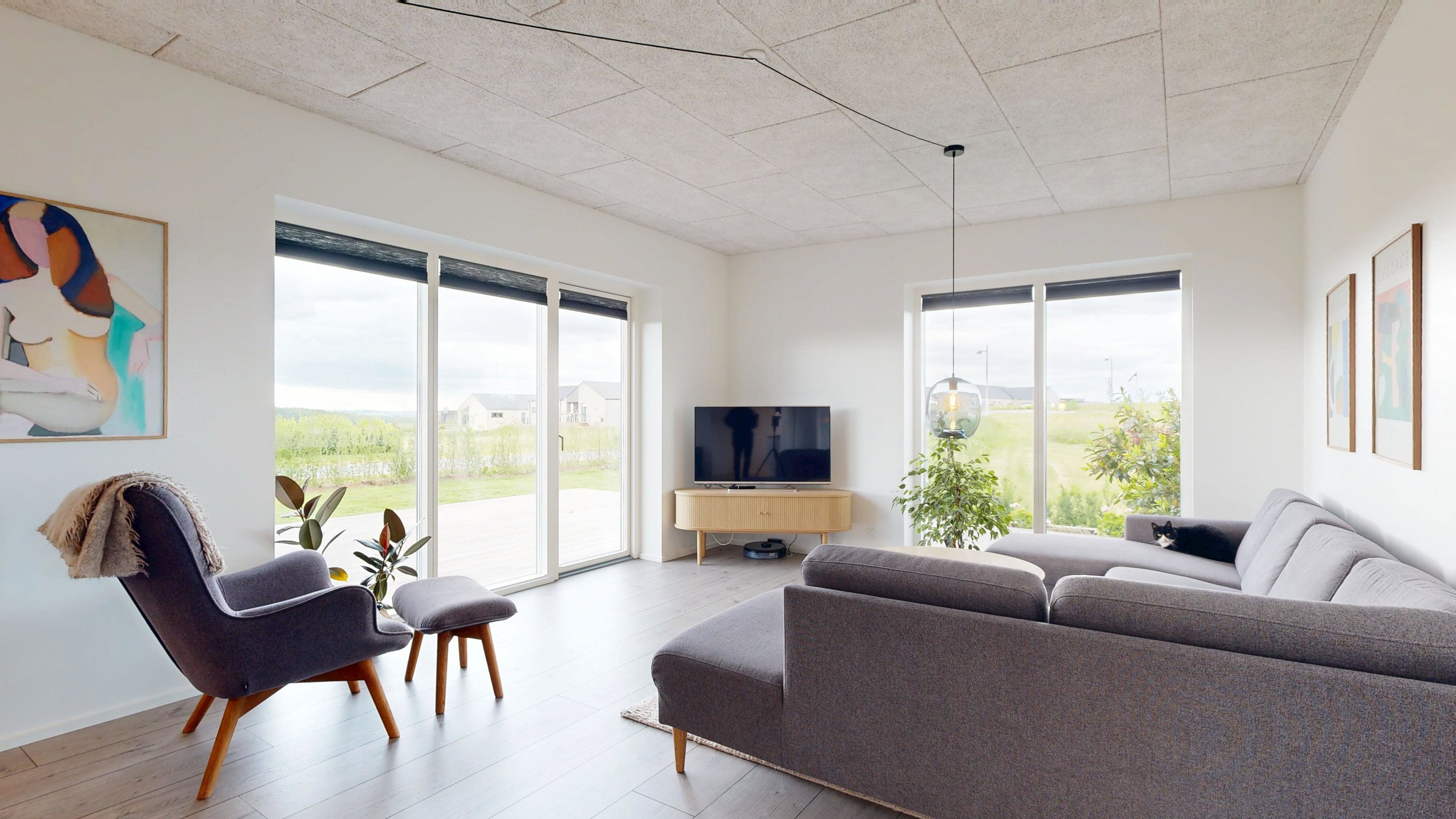 Fremhævet stue billede i fuldskærmstilstand. Billede af Hvidkløverhøjen 17, Gram, 8660 Skanderborg