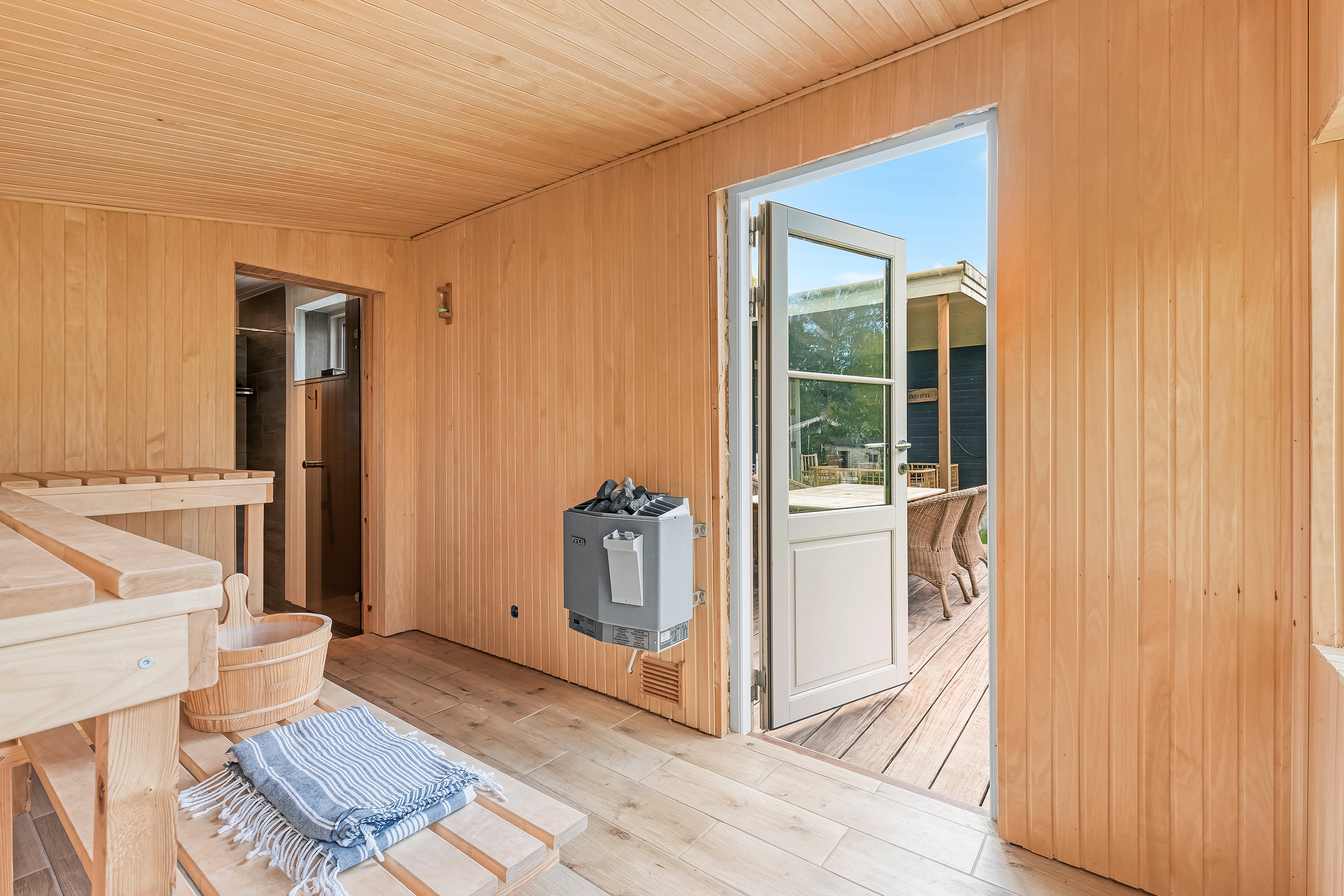 Fremhævet sauna billede i fuldskærmstilstand. Billede af Baune-Åsen 5B, Rågeleje, 3210 Vejby