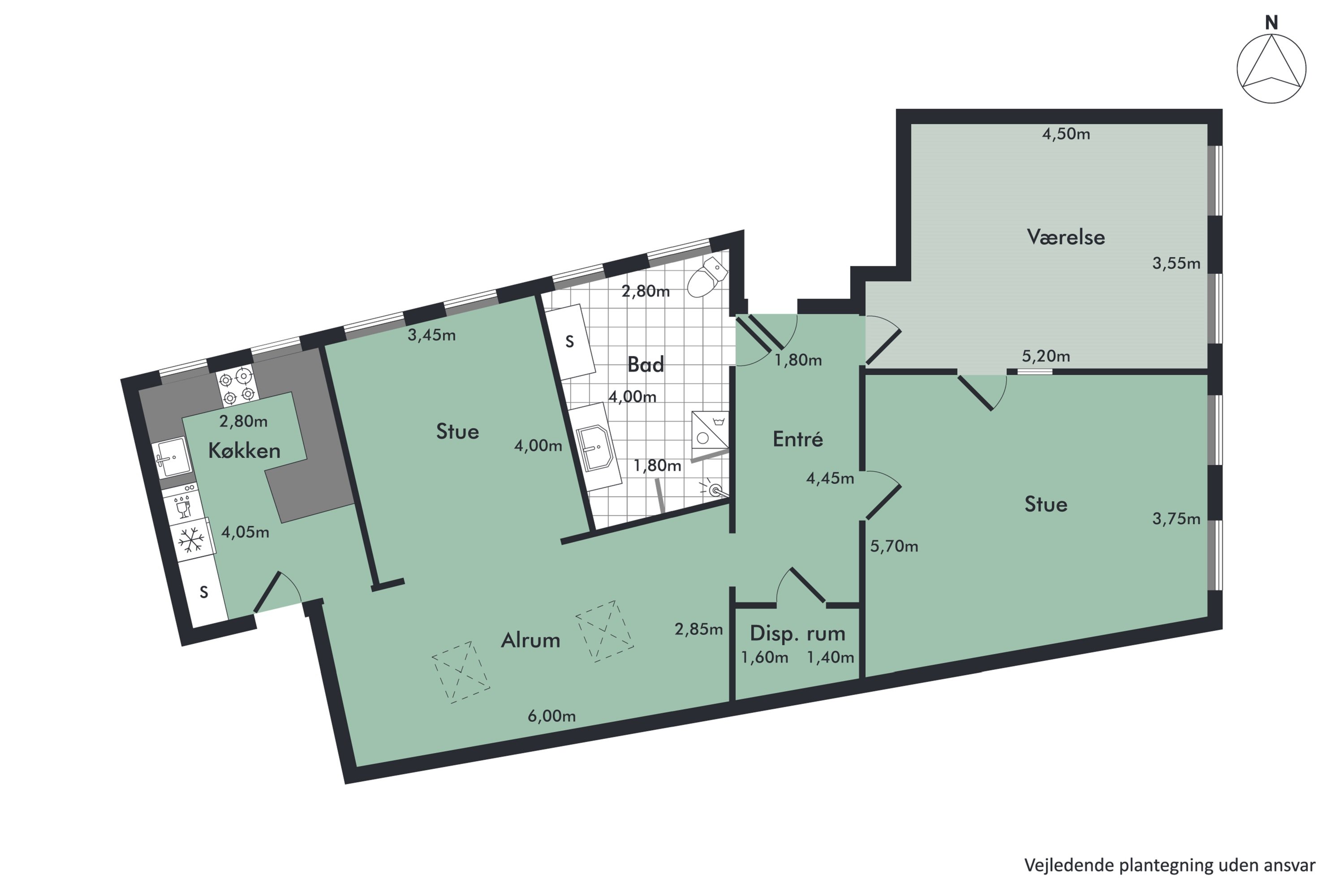 Plantegninger billede af Vesterå 7, 1. tv., 9000 Aalborg