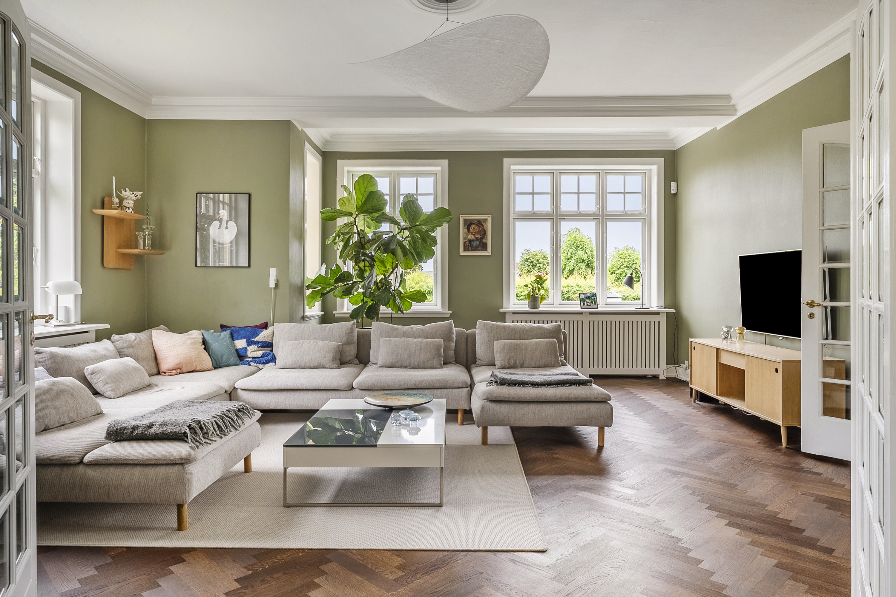 Fremhævet stue billede i fuldskærmstilstand. Billede af Næsset 7A, 8700 Horsens