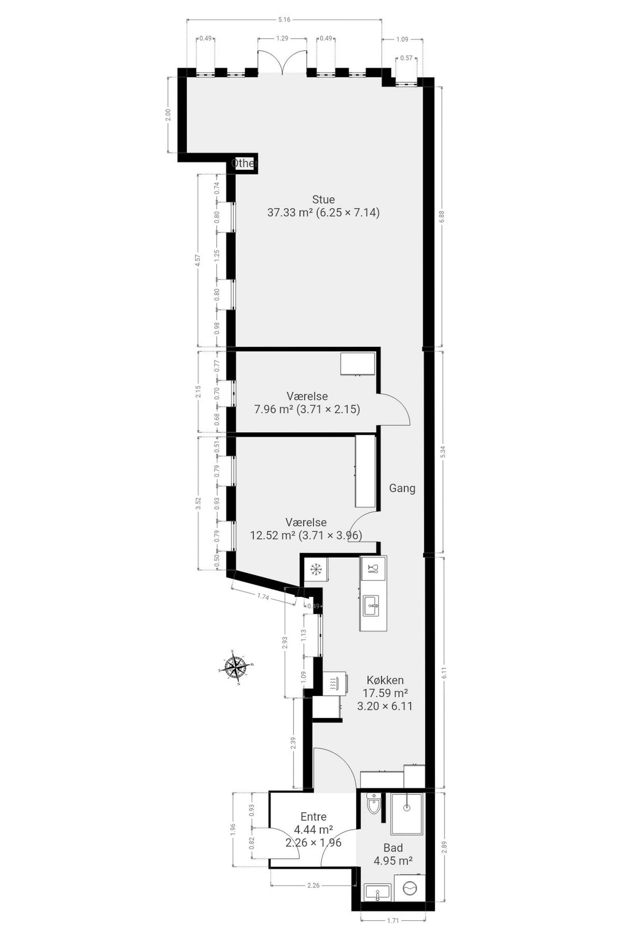 Plantegninger billede af Østergade 30B, 2. tv., 5600 Faaborg
