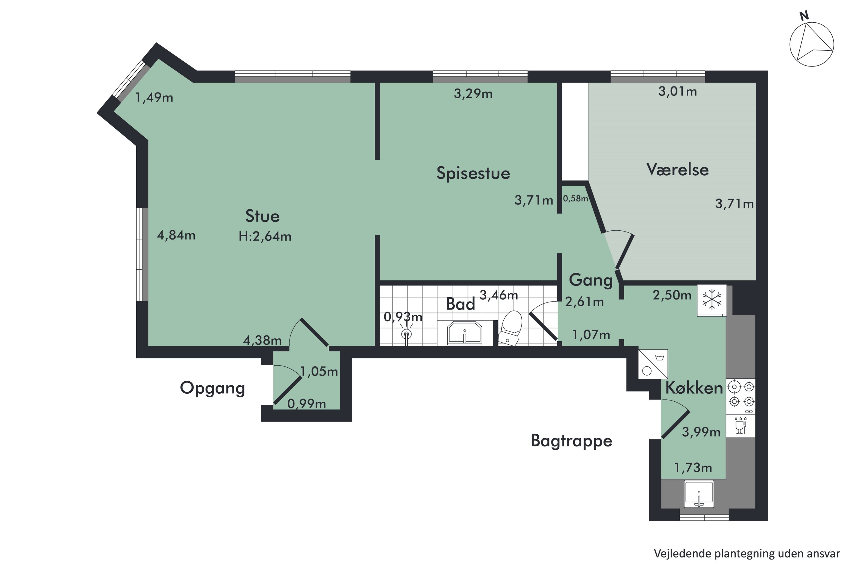Plantegninger billede af Løkkegade 15, 2. tv., 9000 Aalborg