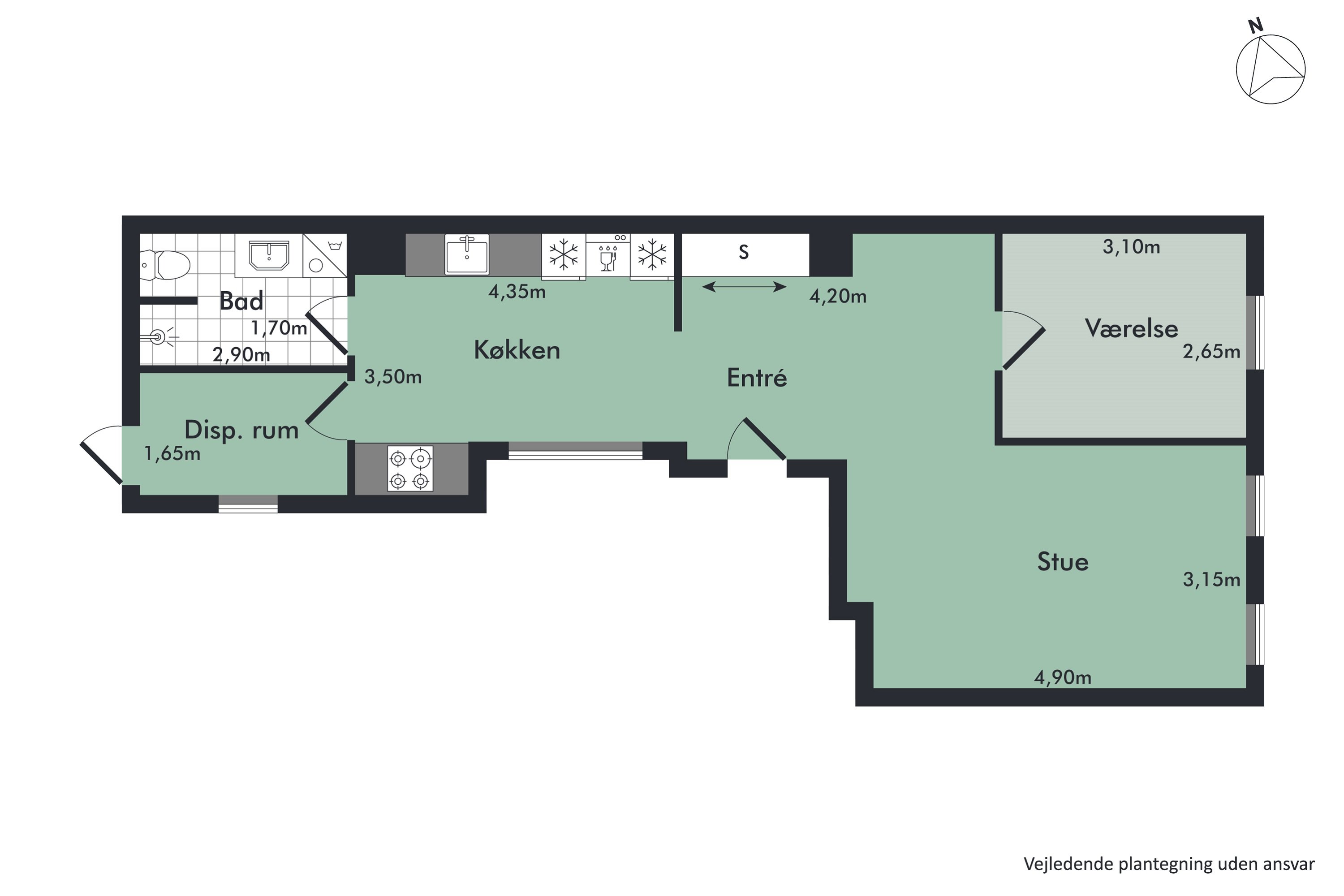 Plantegninger billede af Vesterå 7, 1. th., 9000 Aalborg