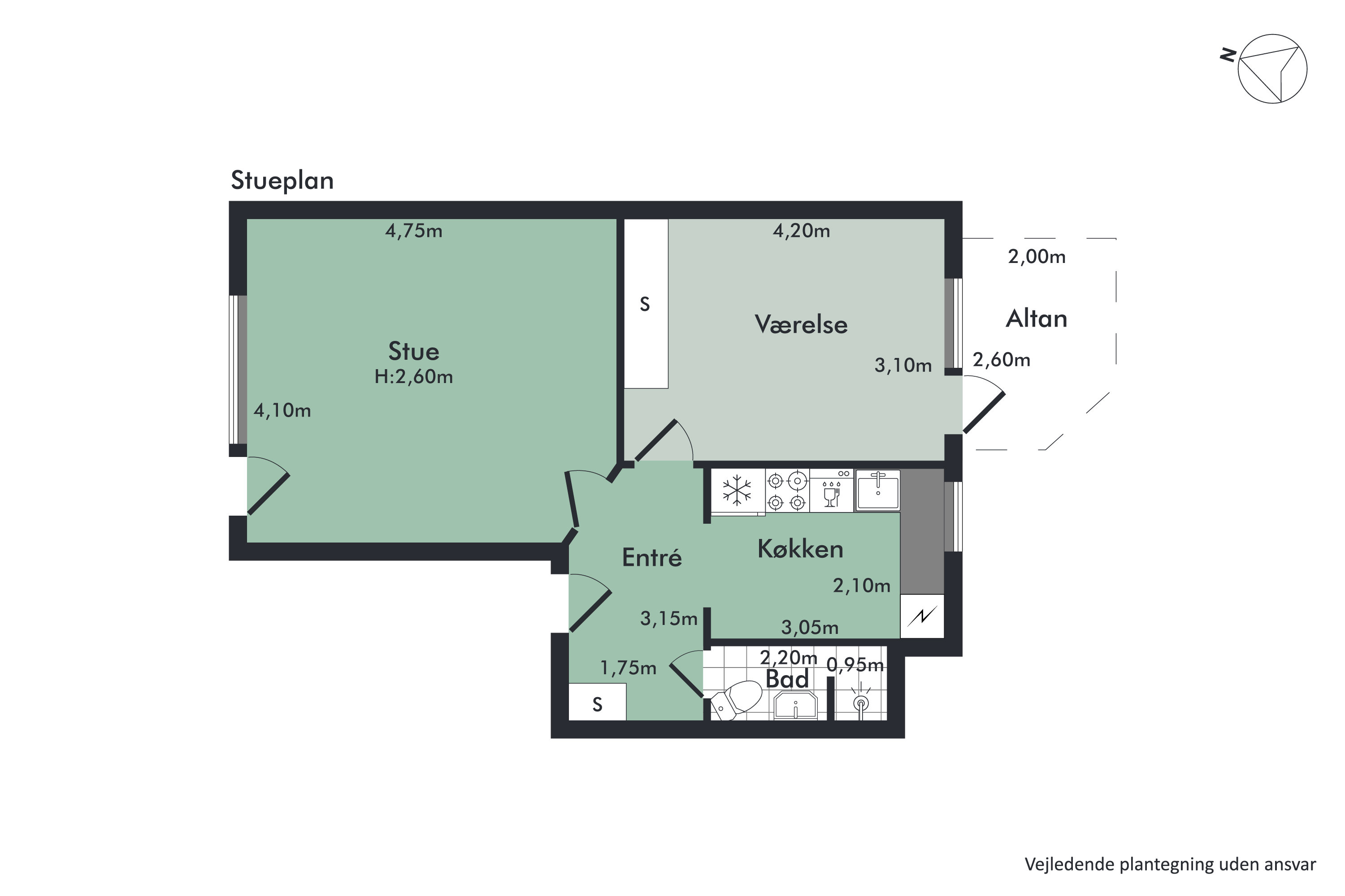 Plantegninger billede af Helgolandsgade 3, 2. tv., 9000 Aalborg