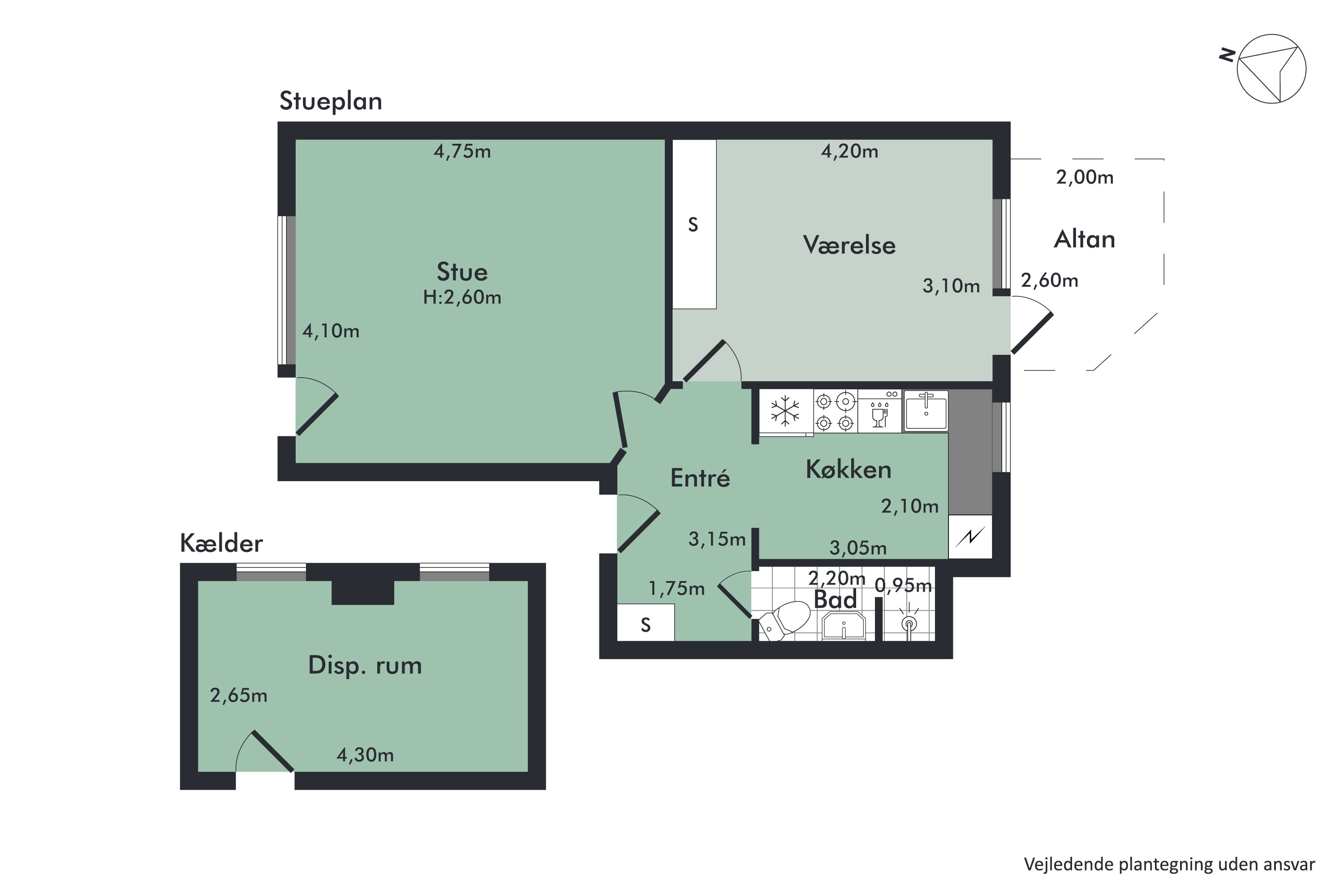 Plantegninger billede af Helgolandsgade 3, 2. tv., 9000 Aalborg