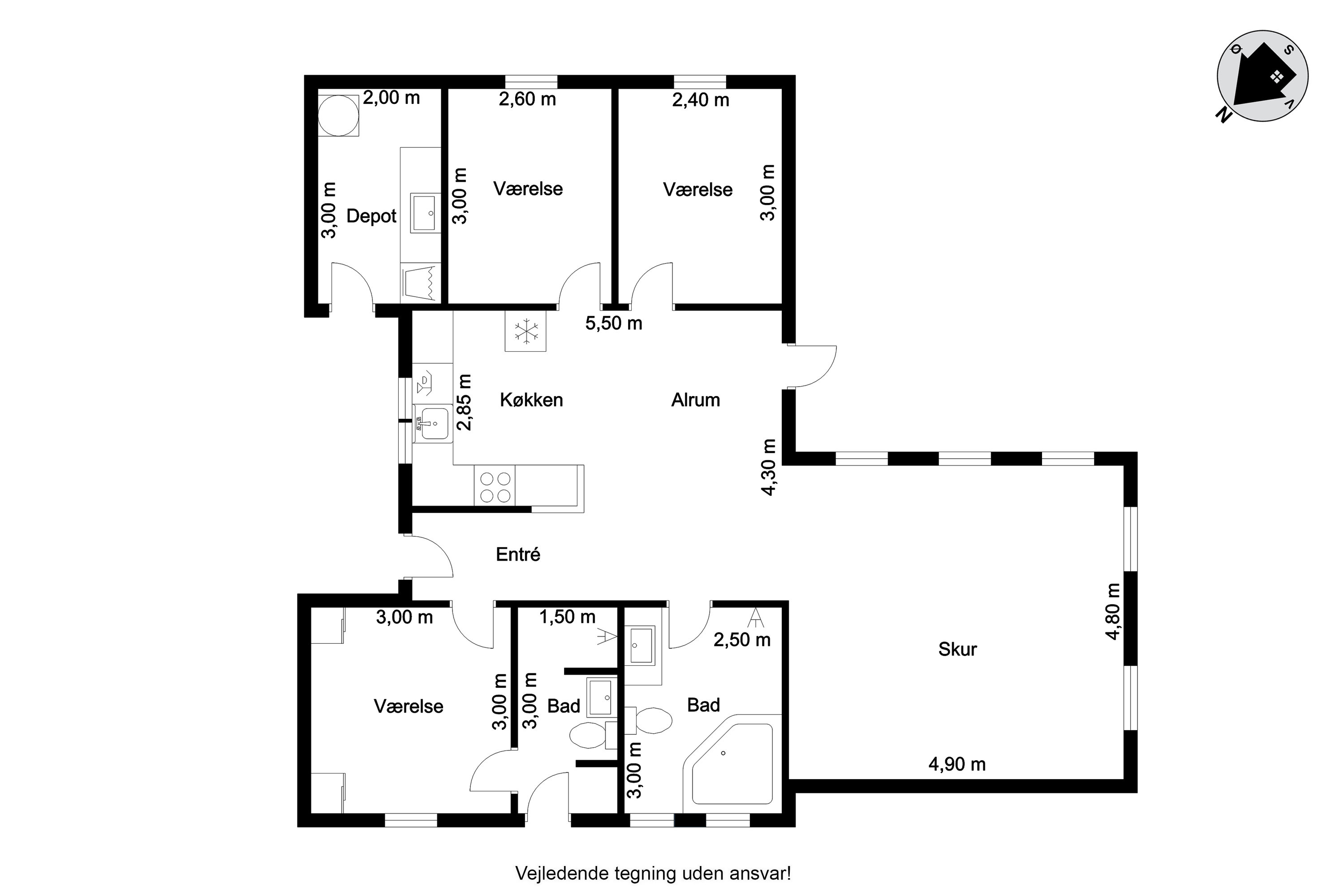 Plantegninger billede af Alrum 1, Stadil, 6980 Tim