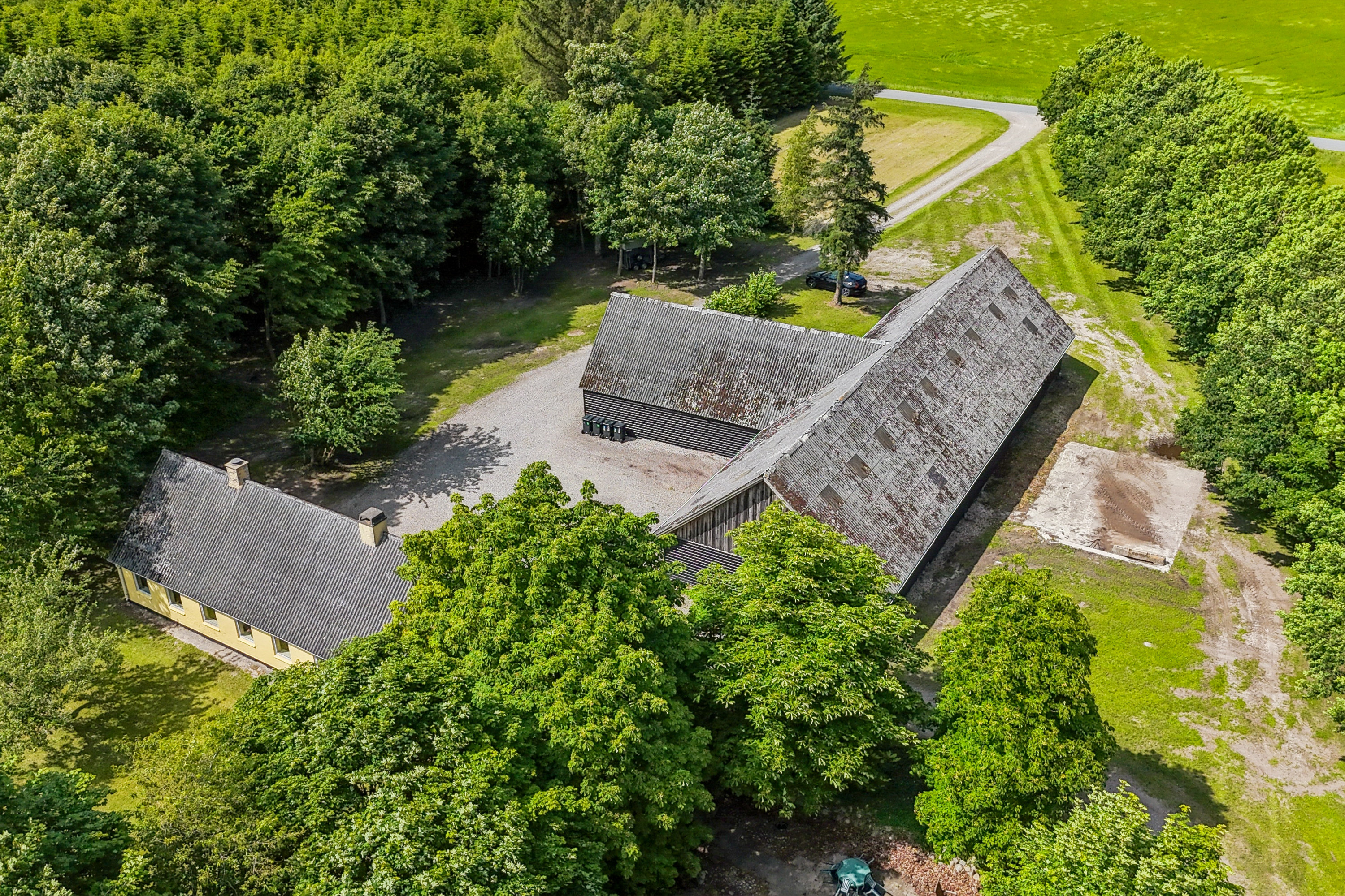 Fremhævet luftfoto billede i fuldskærmstilstand. Billede af Skovbovej 52, Krogen, 9500 Hobro