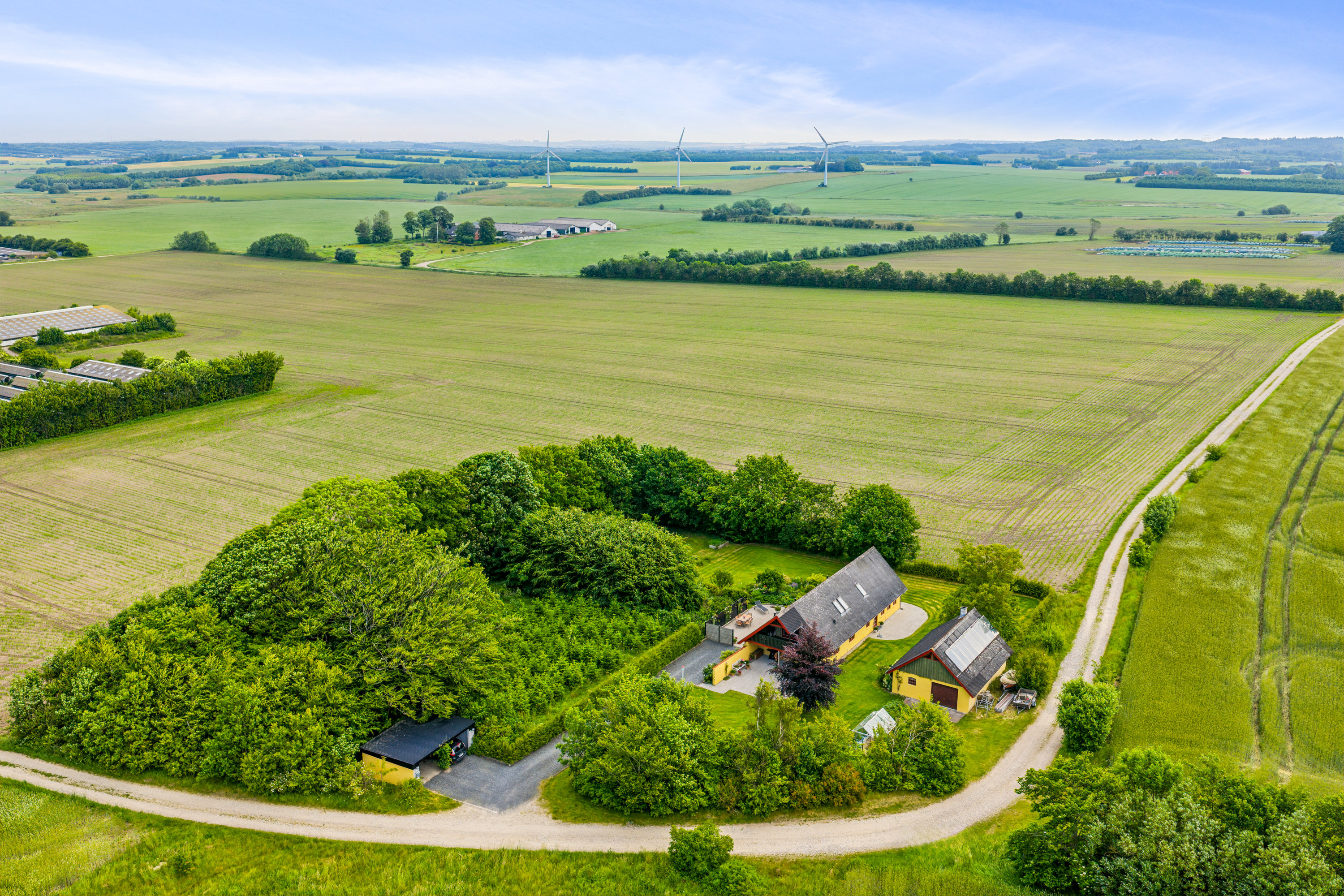 Fremhævet luftfoto billede i fuldskærmstilstand. Billede af Nibevej 204, Øster Hornum, 9530 Støvring