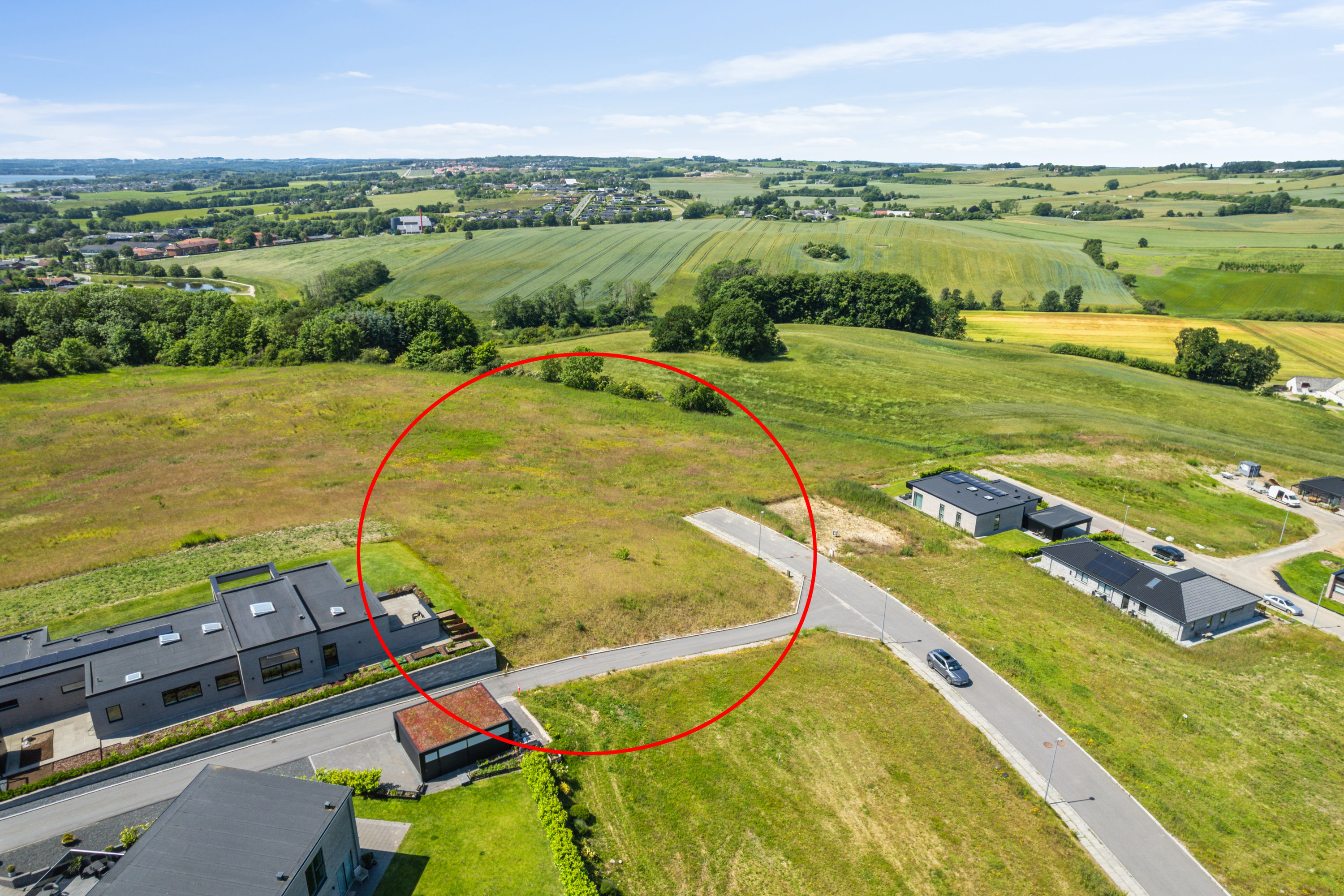 Fremhævet luftfoto billede i fuldskærmstilstand. Billede af Kappelgårdparken 43, 8410 Rønde