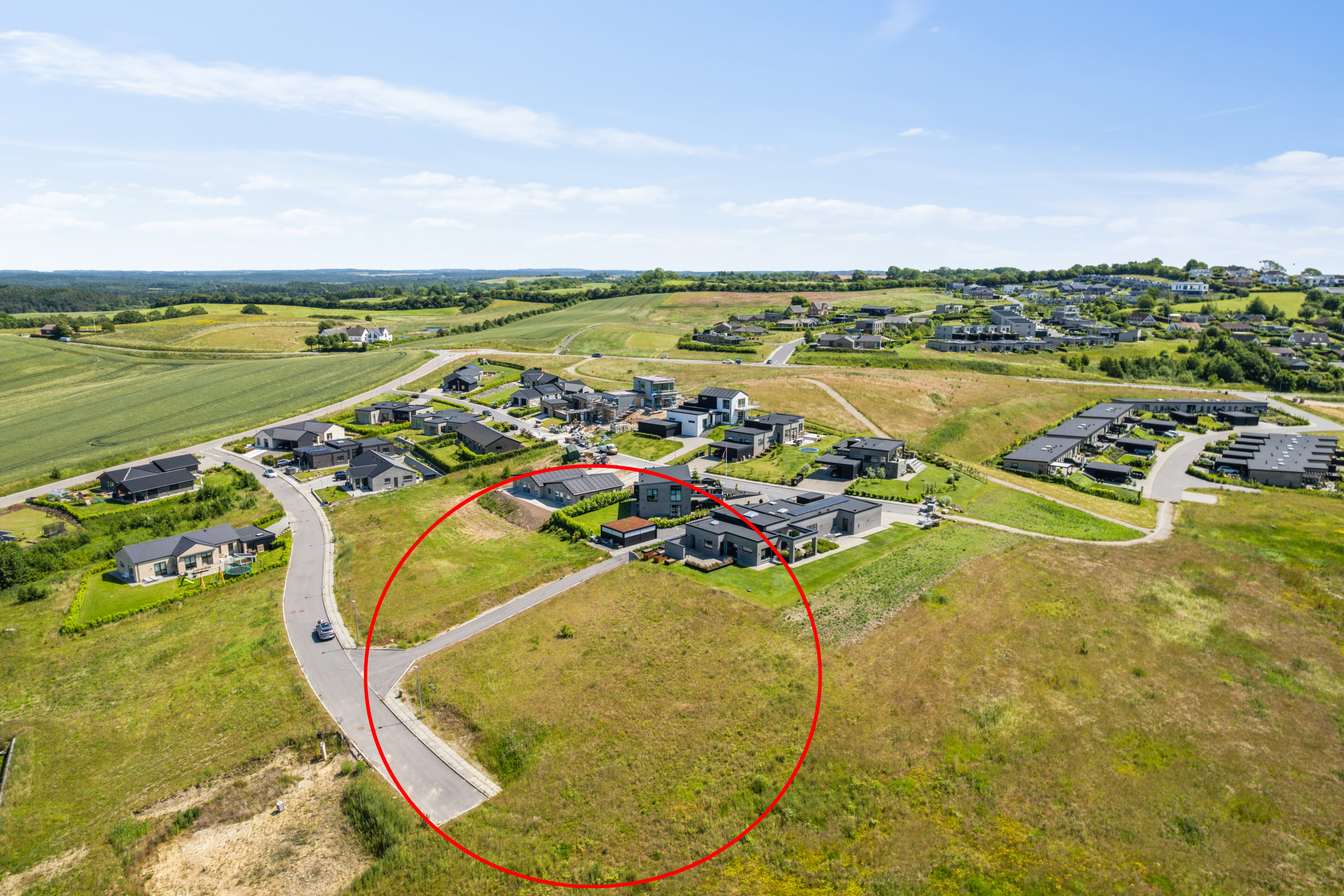 Fremhævet luftfoto billede i fuldskærmstilstand. Billede af Kappelgårdparken 43, 8410 Rønde