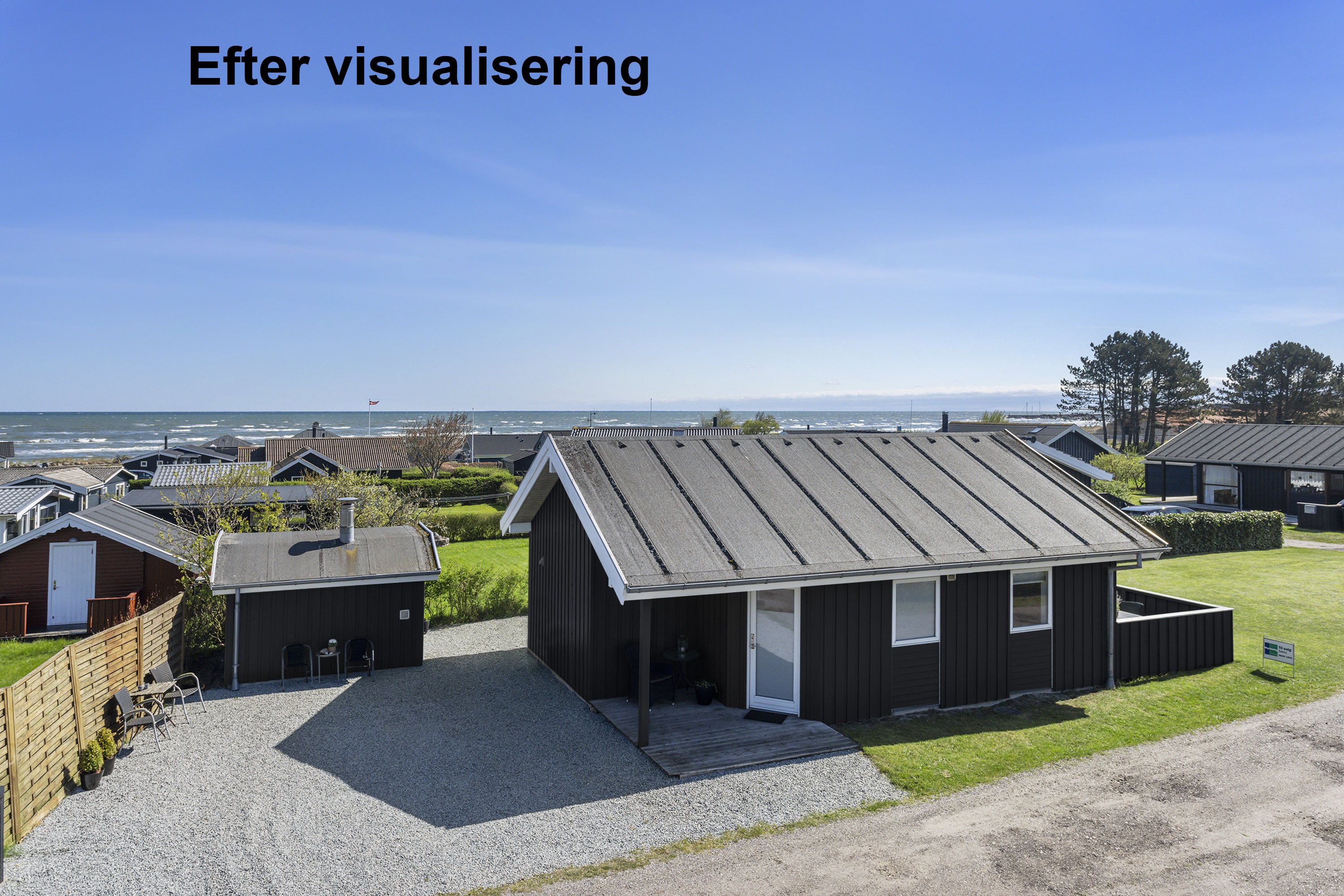 Fremhævet malet sort billede i fuldskærmstilstand. Billede af Maagevej 1, 9300 Sæby