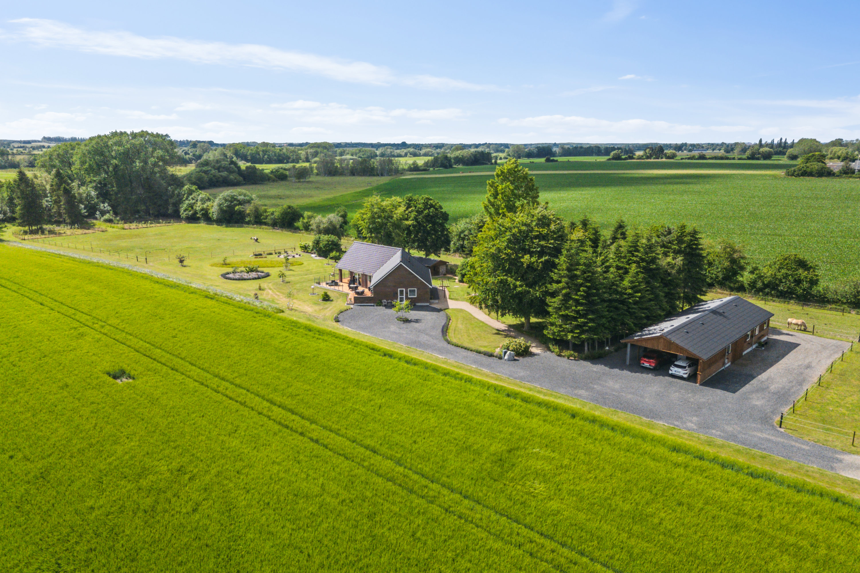 Fremhævet luftfoto billede i fuldskærmstilstand. Billede af Stevnsvej 146, 4671 Strøby