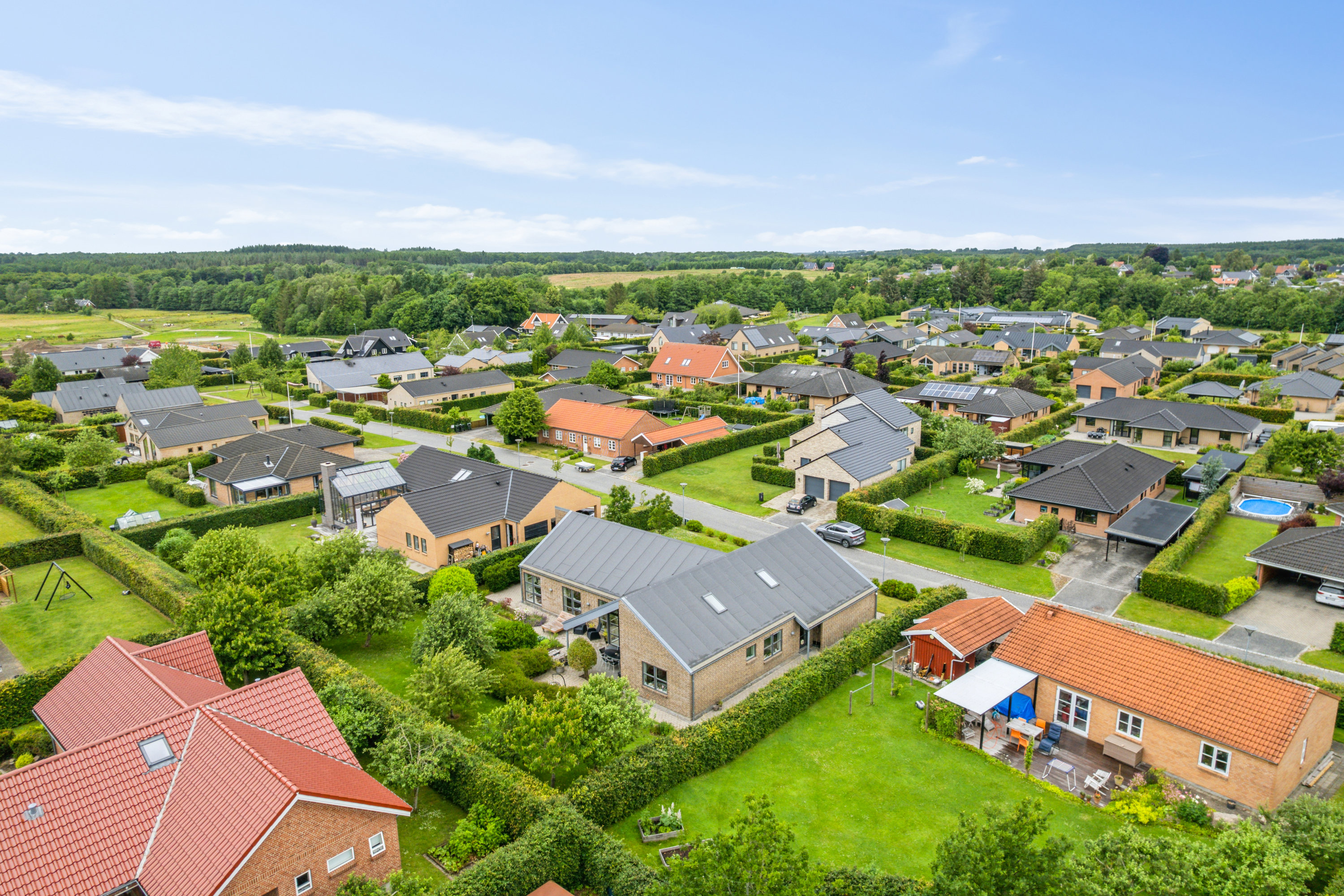 Fremhævet luftfoto billede i fuldskærmstilstand. Billede af Tendrup Møllevej 35, 8543 Hornslet