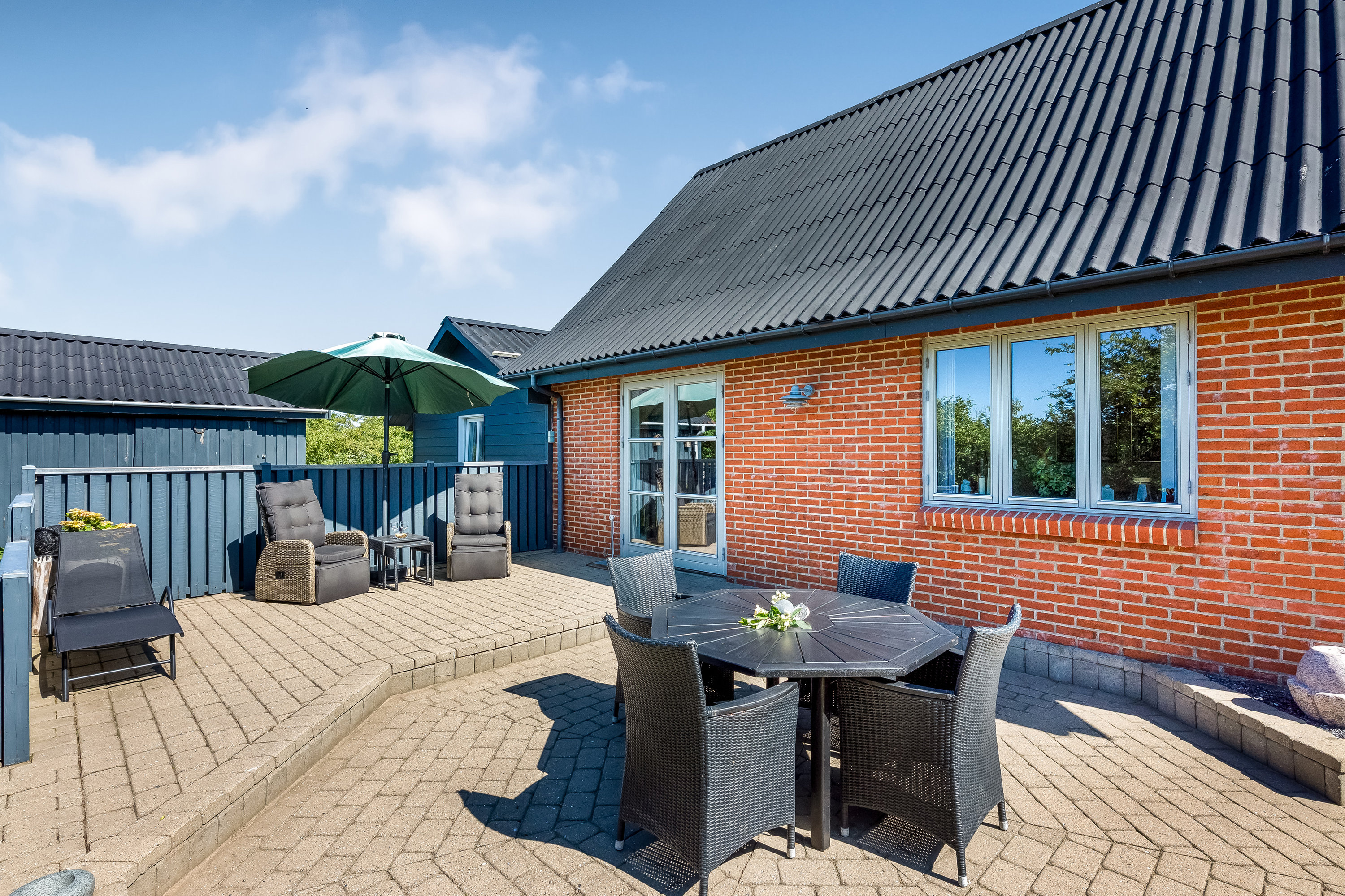 Fremhævet terrasse billede i fuldskærmstilstand. Billede af Kræmmergårdvej 42, Møborg, 7660 Bækmarksbro