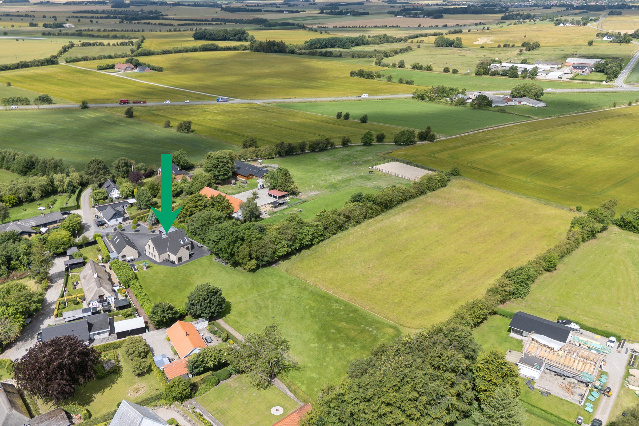 Fremhævet luftfoto billede i fuldskærmstilstand. Billede af Tjørnelundsvej 18, Lem, 8930 Randers NØ