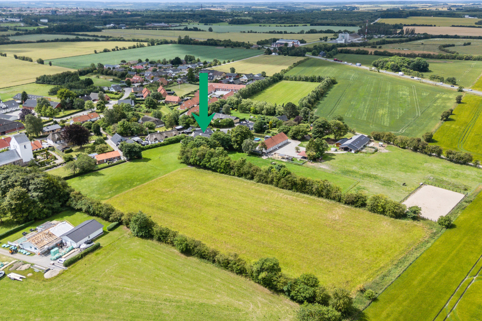 Fremhævet luftfoto billede i fuldskærmstilstand. Billede af Tjørnelundsvej 18, Lem, 8930 Randers NØ