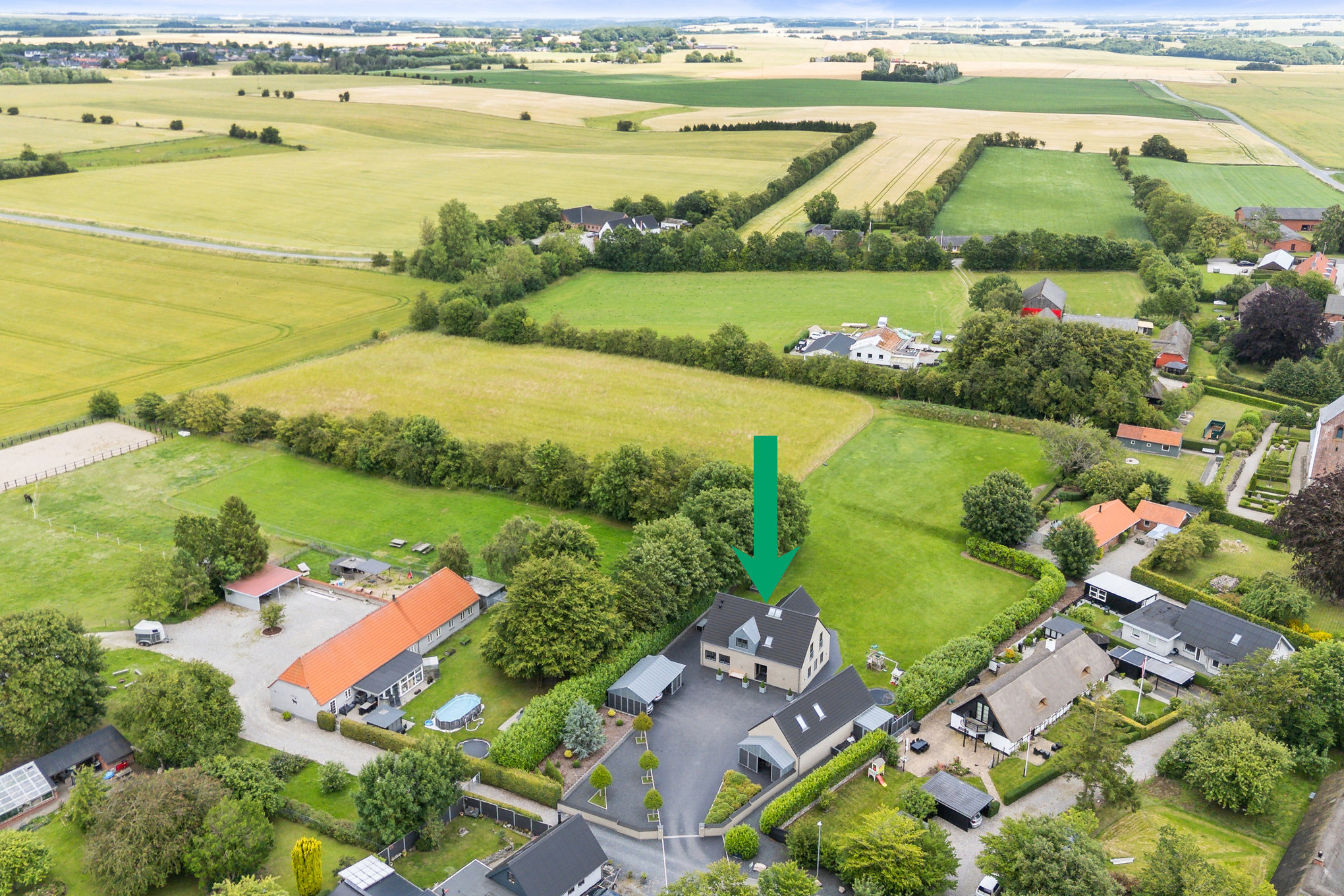Fremhævet luftfoto billede i fuldskærmstilstand. Billede af Tjørnelundsvej 18, Lem, 8930 Randers NØ