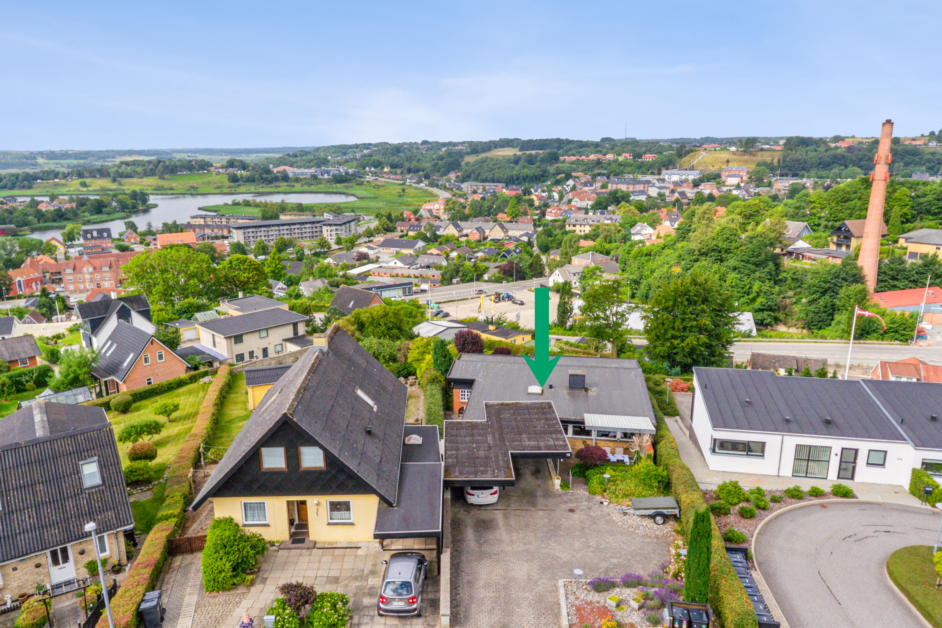 Fremhævet luftfoto billede i fuldskærmstilstand. Billede af Udsigten 19, Hobro By, 9500 Hobro