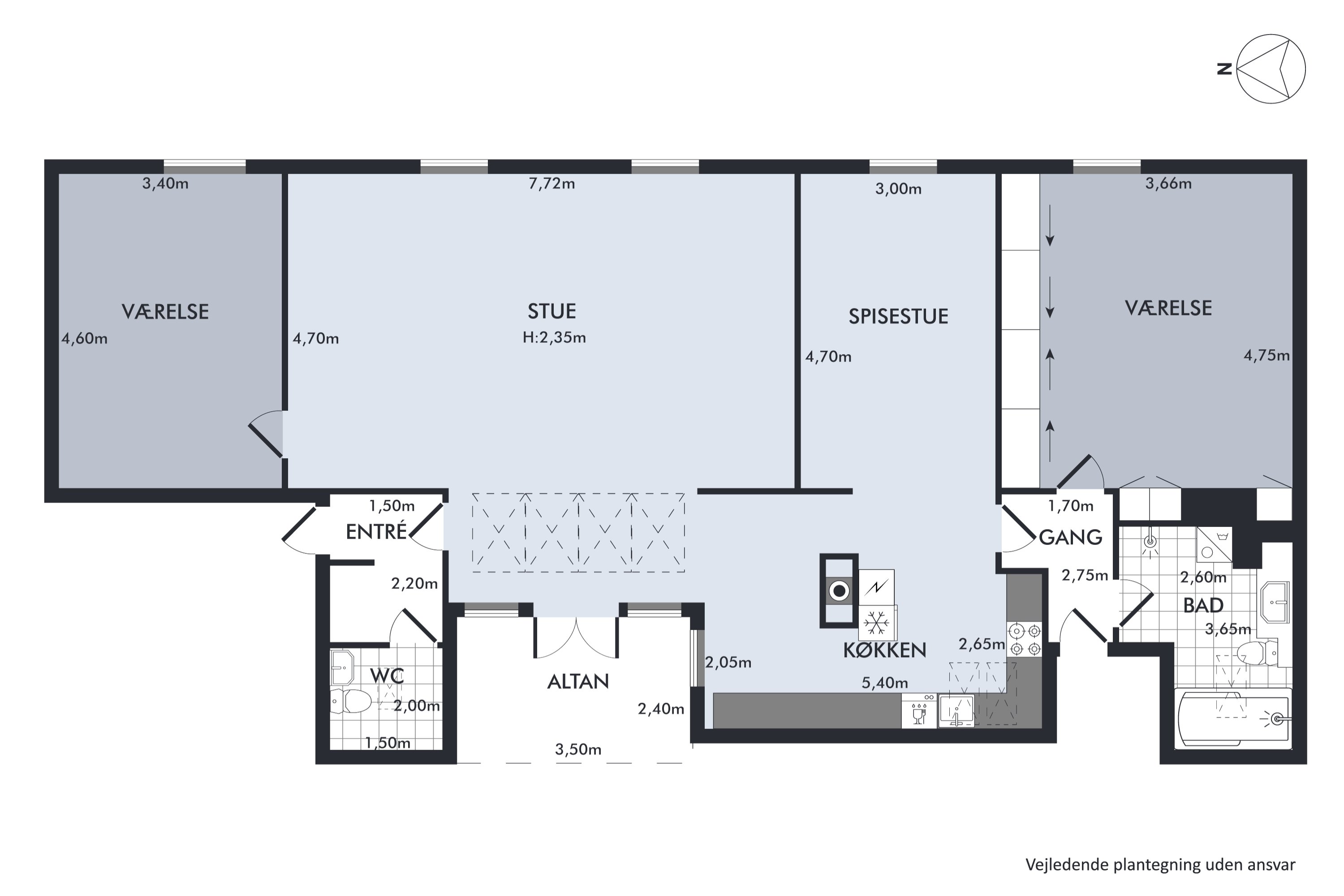 Plantegninger billede af Fridtjof Nansens Plads 3, 5. th., 2100 København Ø