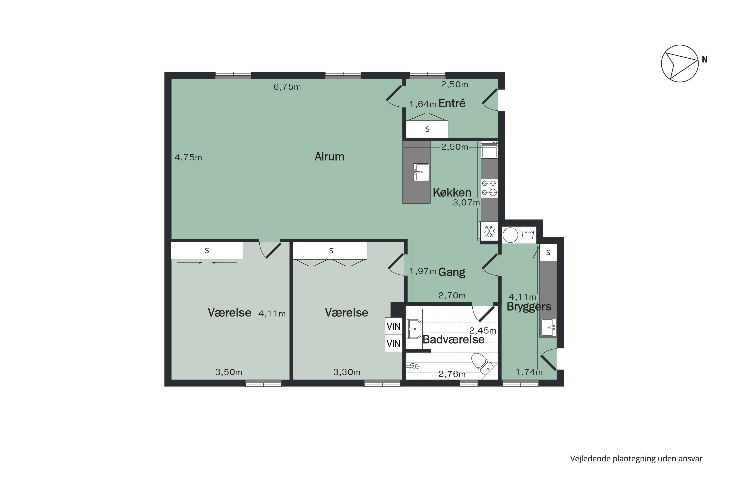 Plantegninger billede af Jernbanegade 17, st.. th., 9000 Aalborg