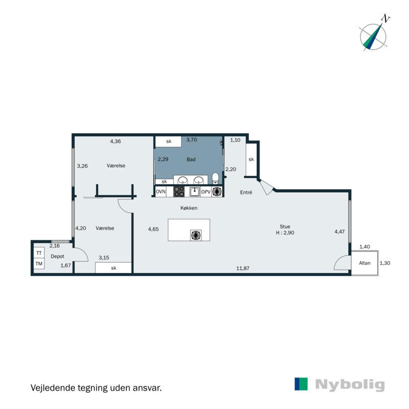 Plantegninger billede af Larsbjørnsstræde 7A, 2., 1454 København K