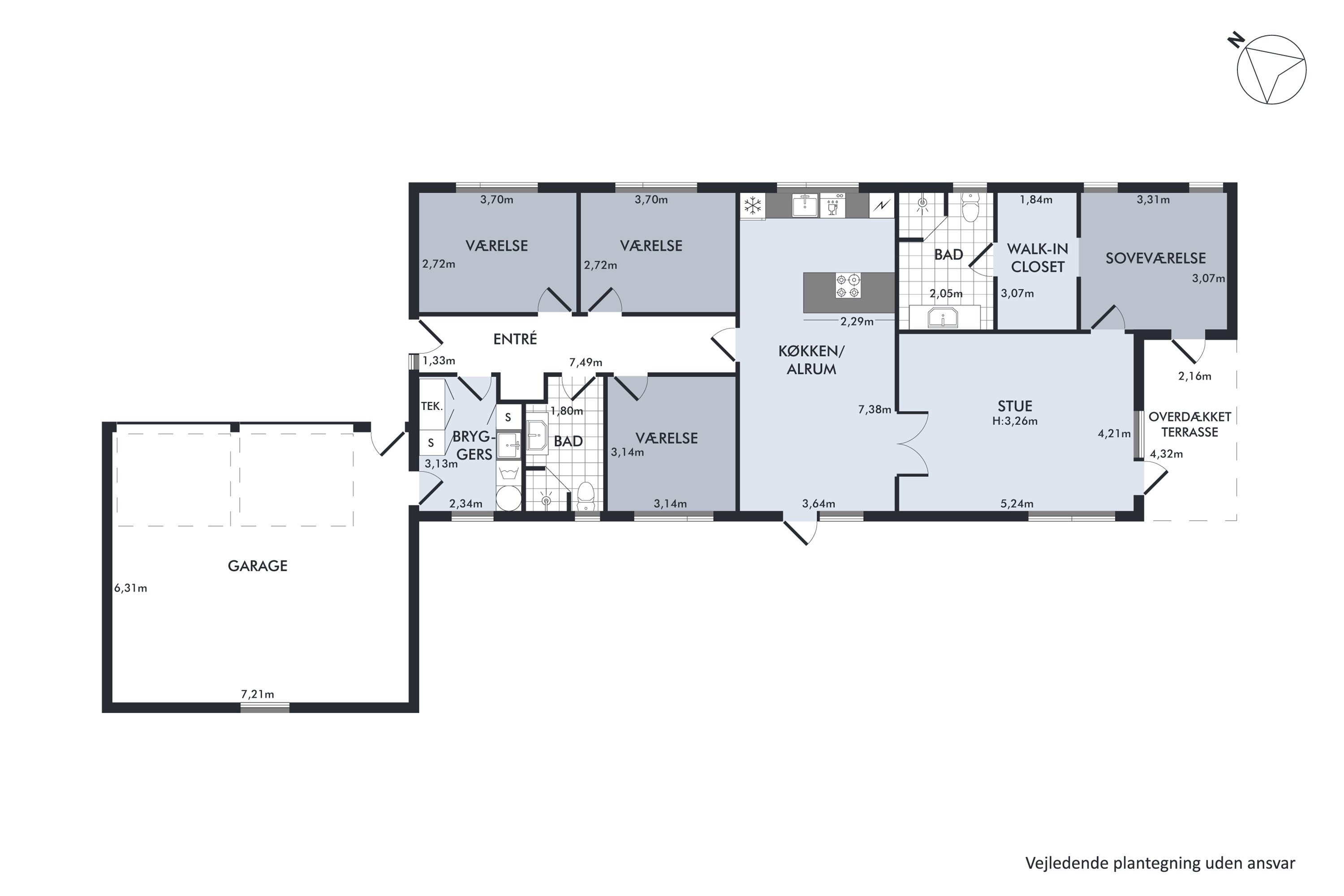Plantegninger billede af Korslystvej 5, Norring, 8382 Hinnerup