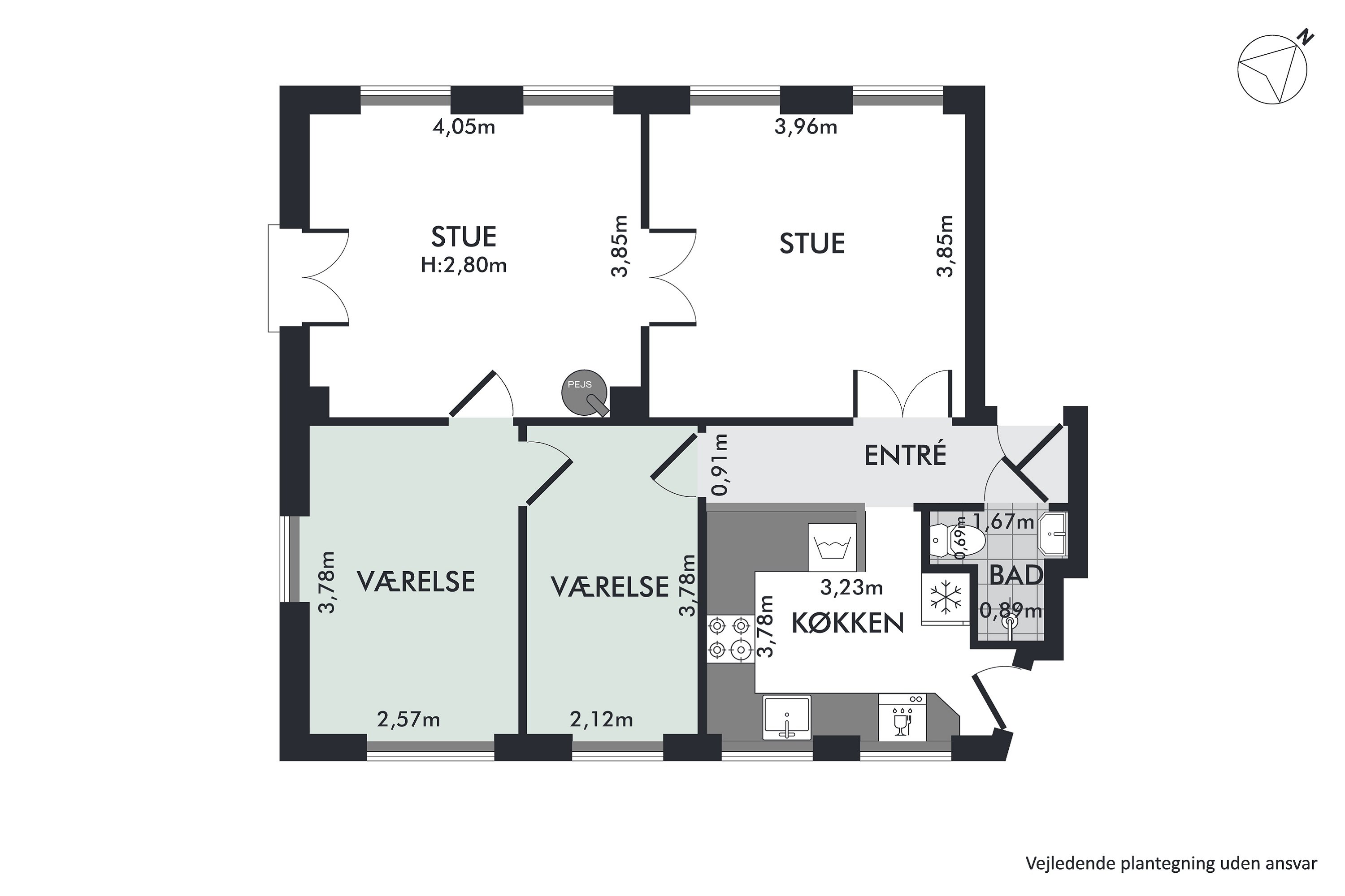 Plantegninger billede af Ryesgade 32, 2. th., 2200 København N