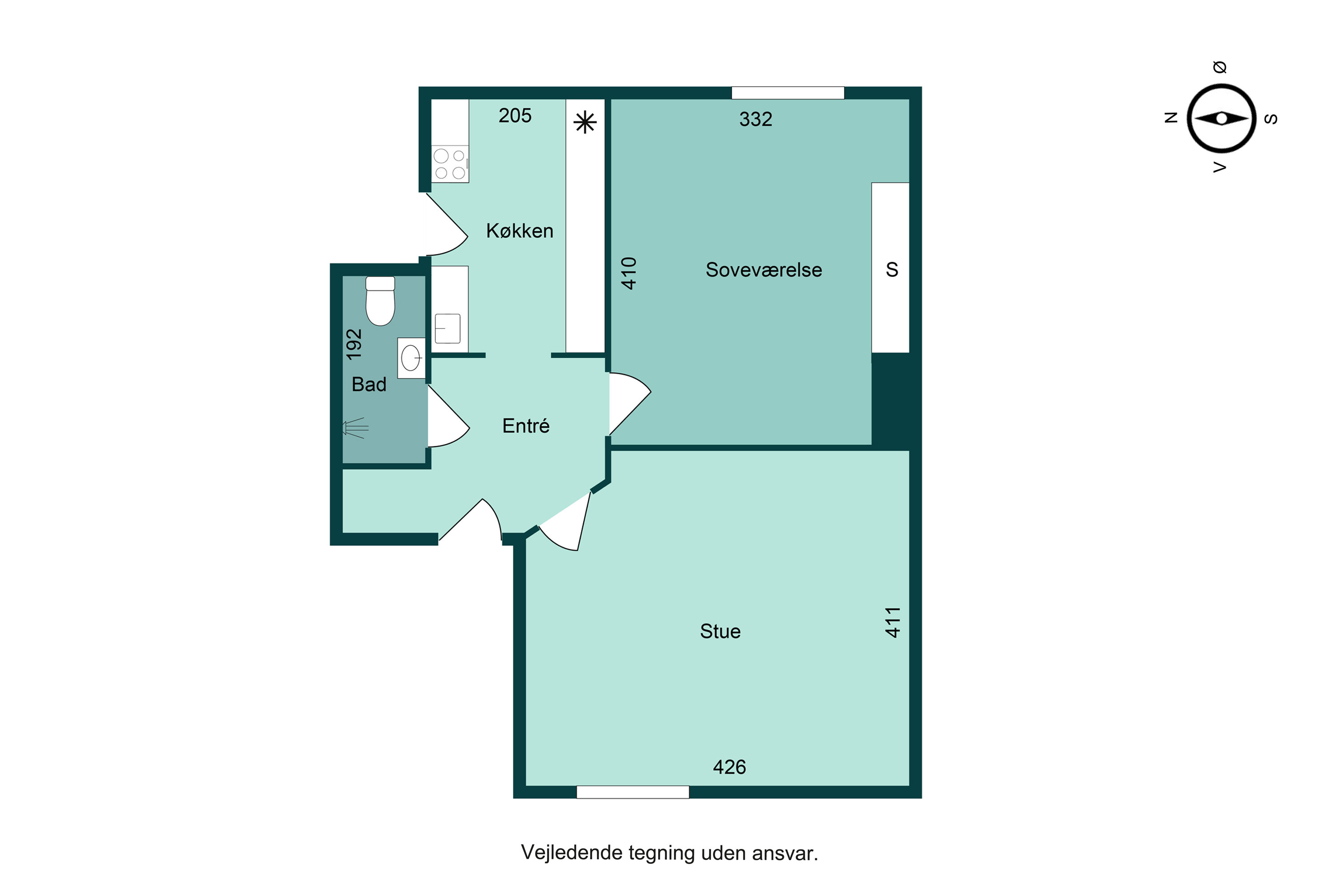 Plantegninger billede af Emil Møllers Gade 16, 2. th., 8700 Horsens