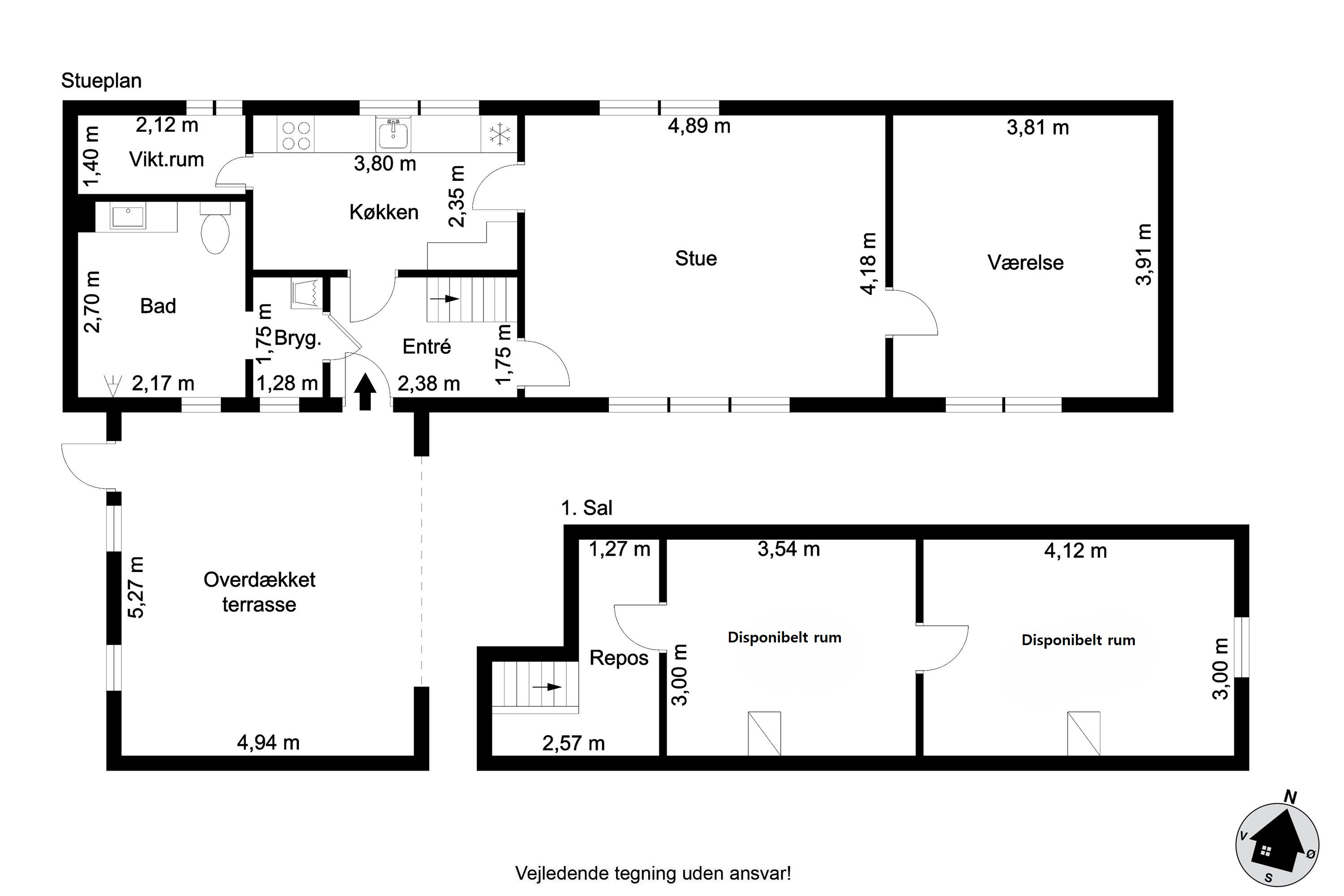 Plantegninger billede af Sdr. Kirkevej 51, Præstbro, 9330 Dronninglund