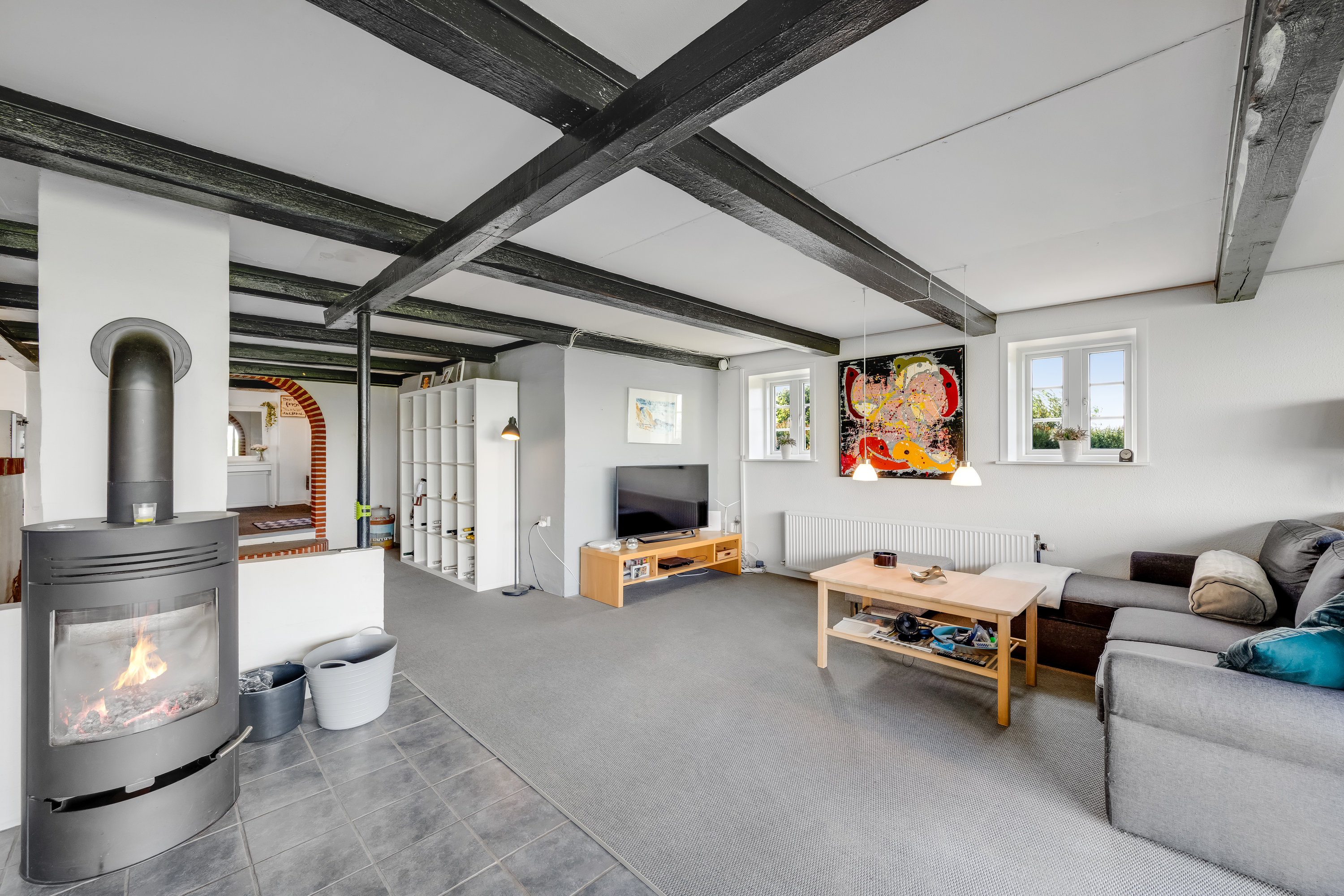 Fremhævet stue billede i fuldskærmstilstand. Billede af Kollevej 60, 6830 Nørre Nebel