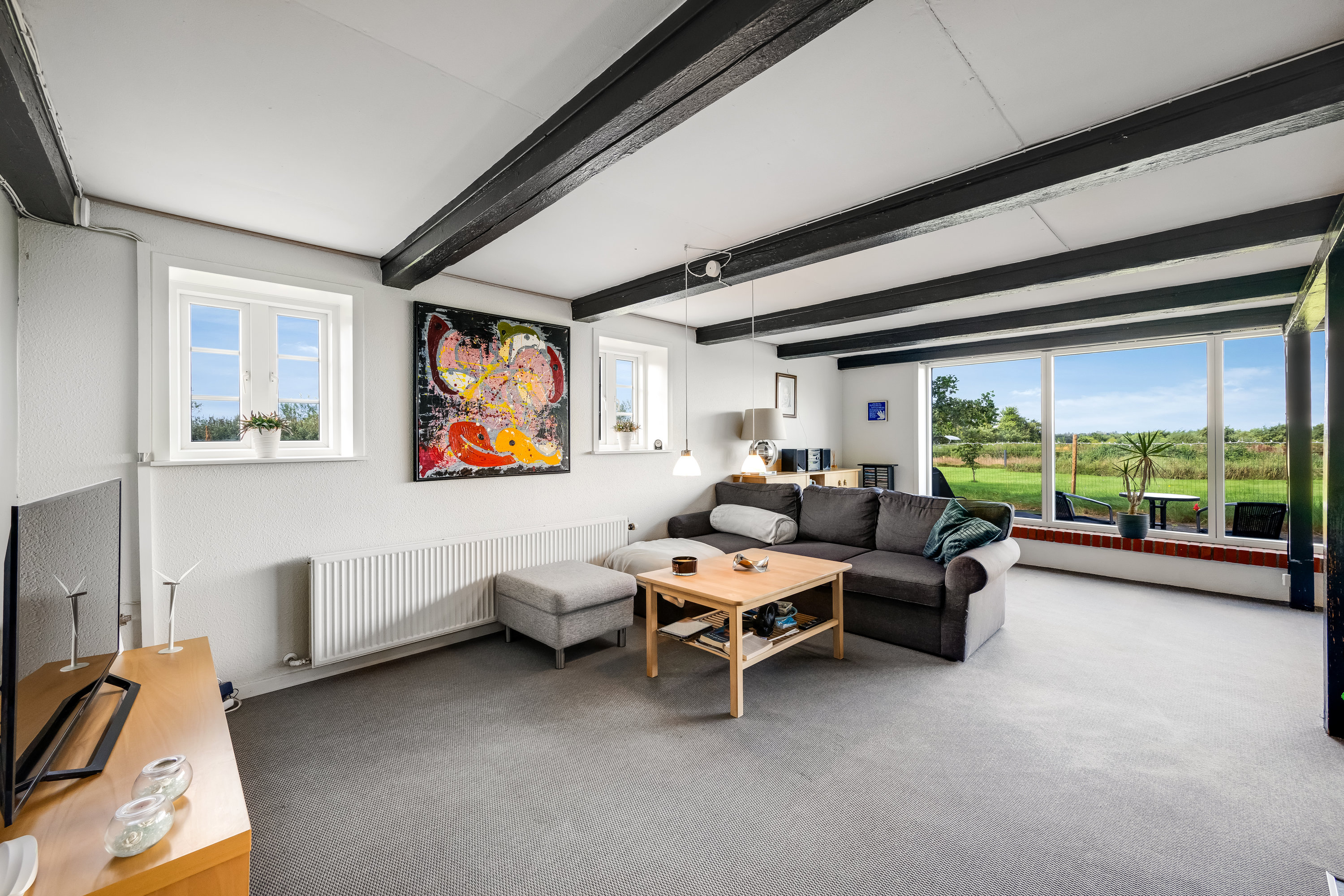 Fremhævet stue billede i fuldskærmstilstand. Billede af Kollevej 60, 6830 Nørre Nebel