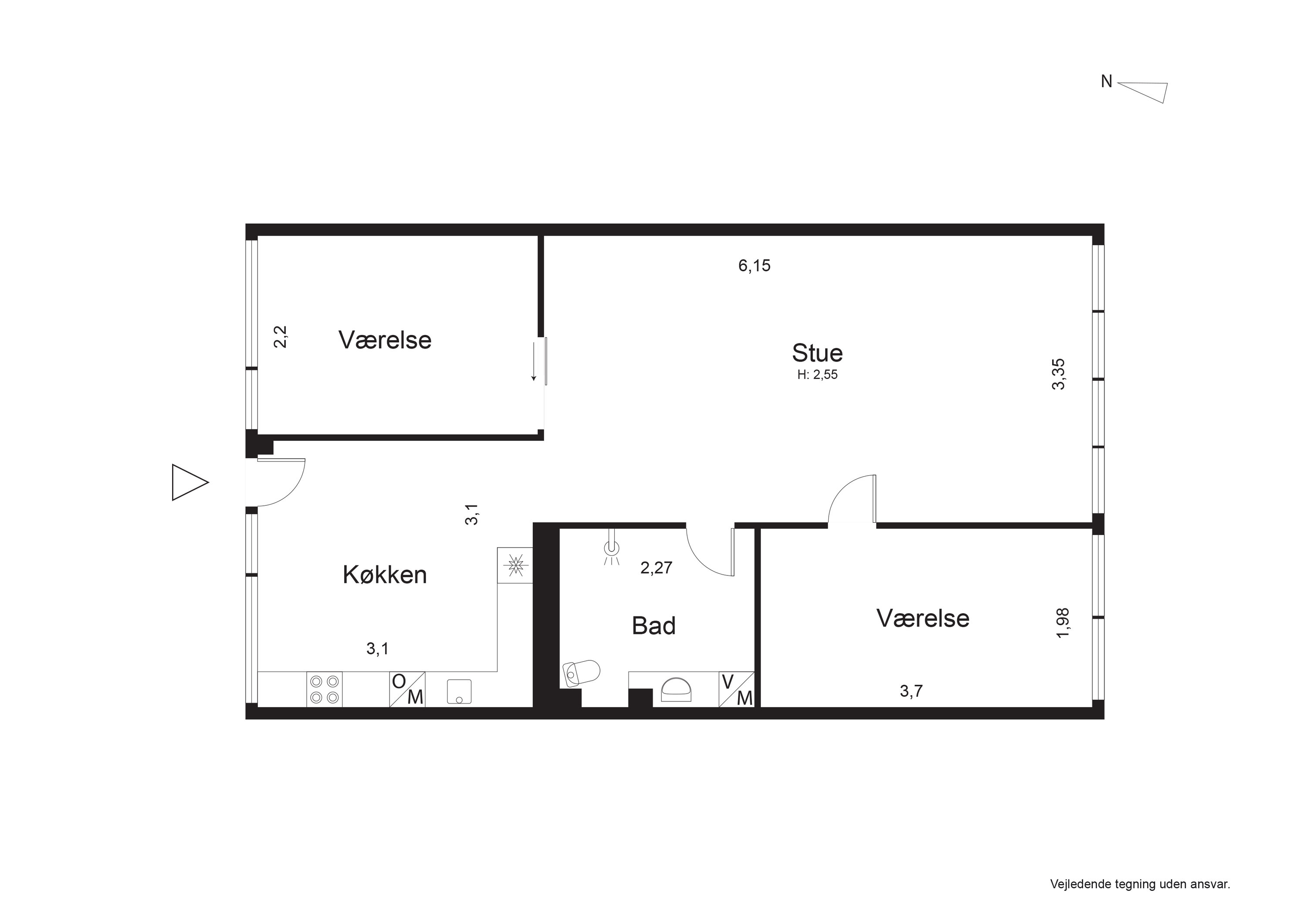 Plantegninger billede af Vesterbrogade 192, 3. 14., 1800 Frederiksberg C