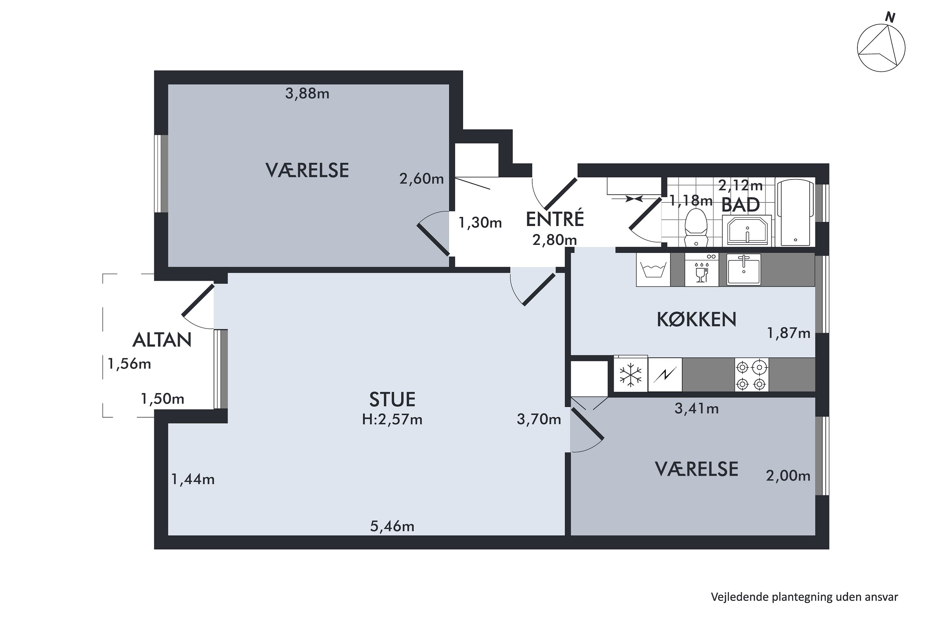 Plantegninger billede af Århusvej 22C, 1. tv., 8940 Randers SV