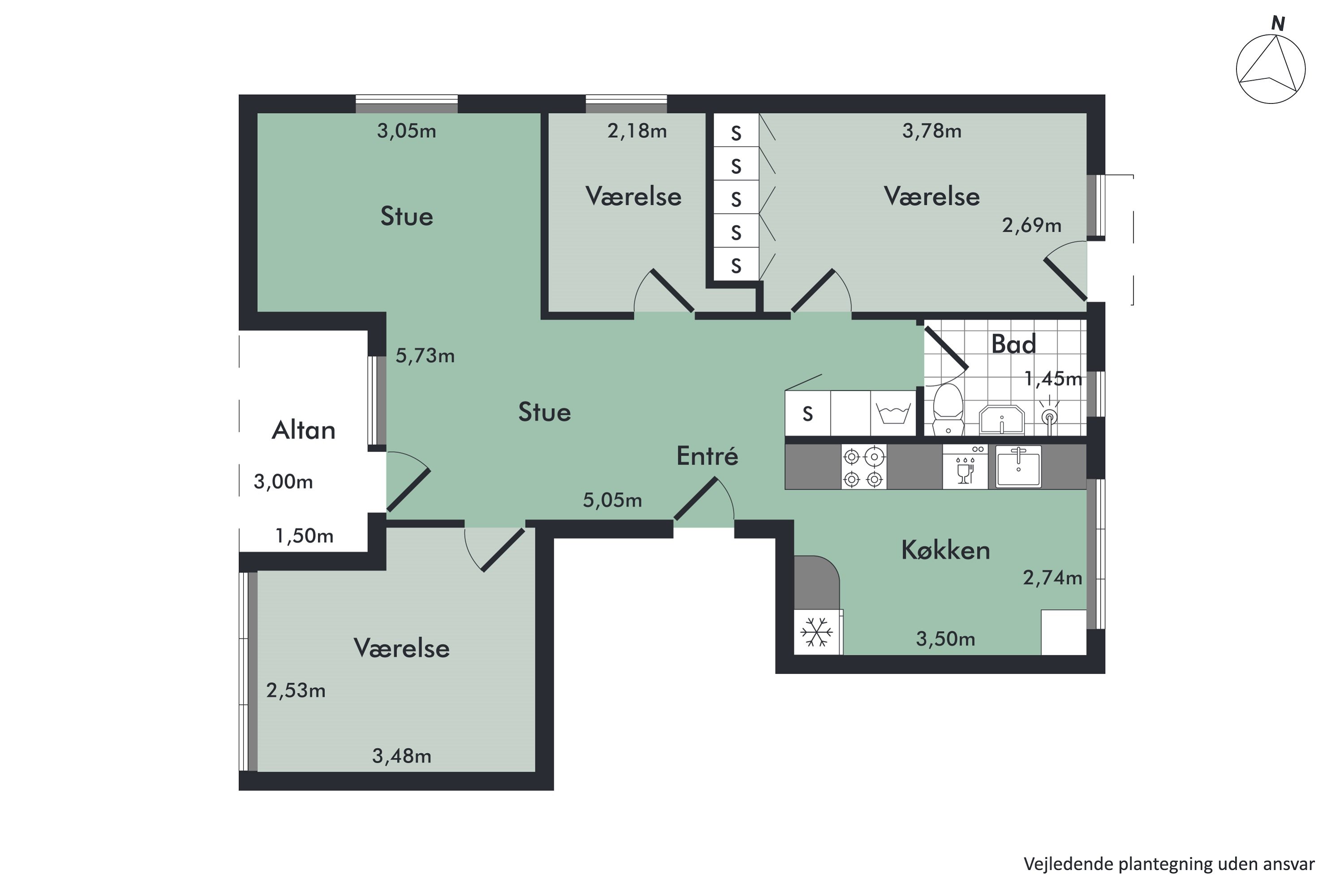 Plantegninger billede af Provstejorden 10, 1. tv., 9000 Aalborg