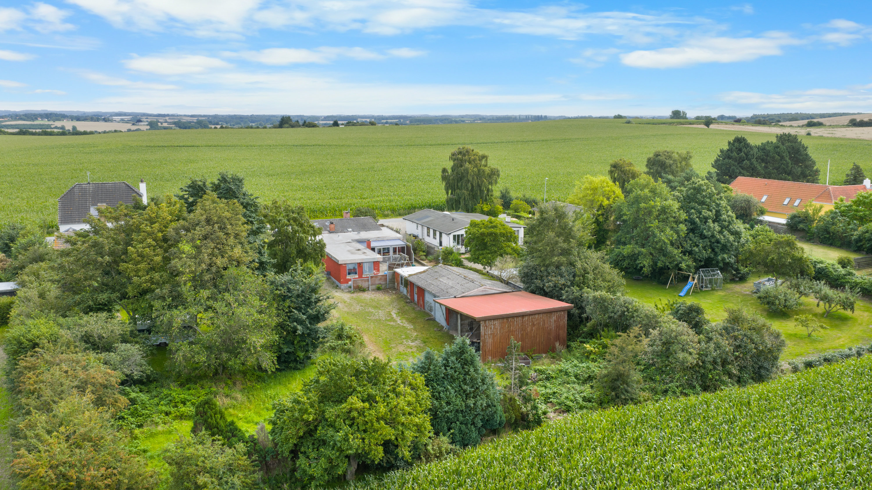 Fremhævet luftfoto billede i fuldskærmstilstand. Billede af Eskemosegyden 10, Åstrup, 5600 Faaborg