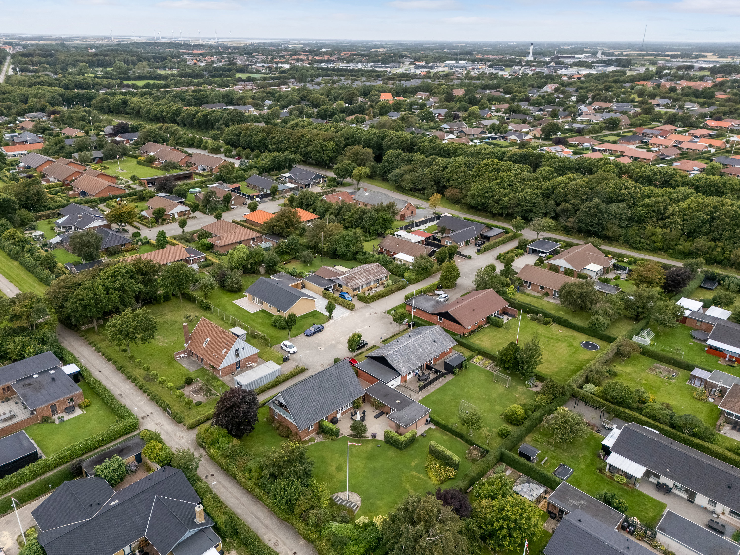 Fremhævet luftfoto billede i fuldskærmstilstand. Billede af Markledet 55, 6950 Ringkøbing