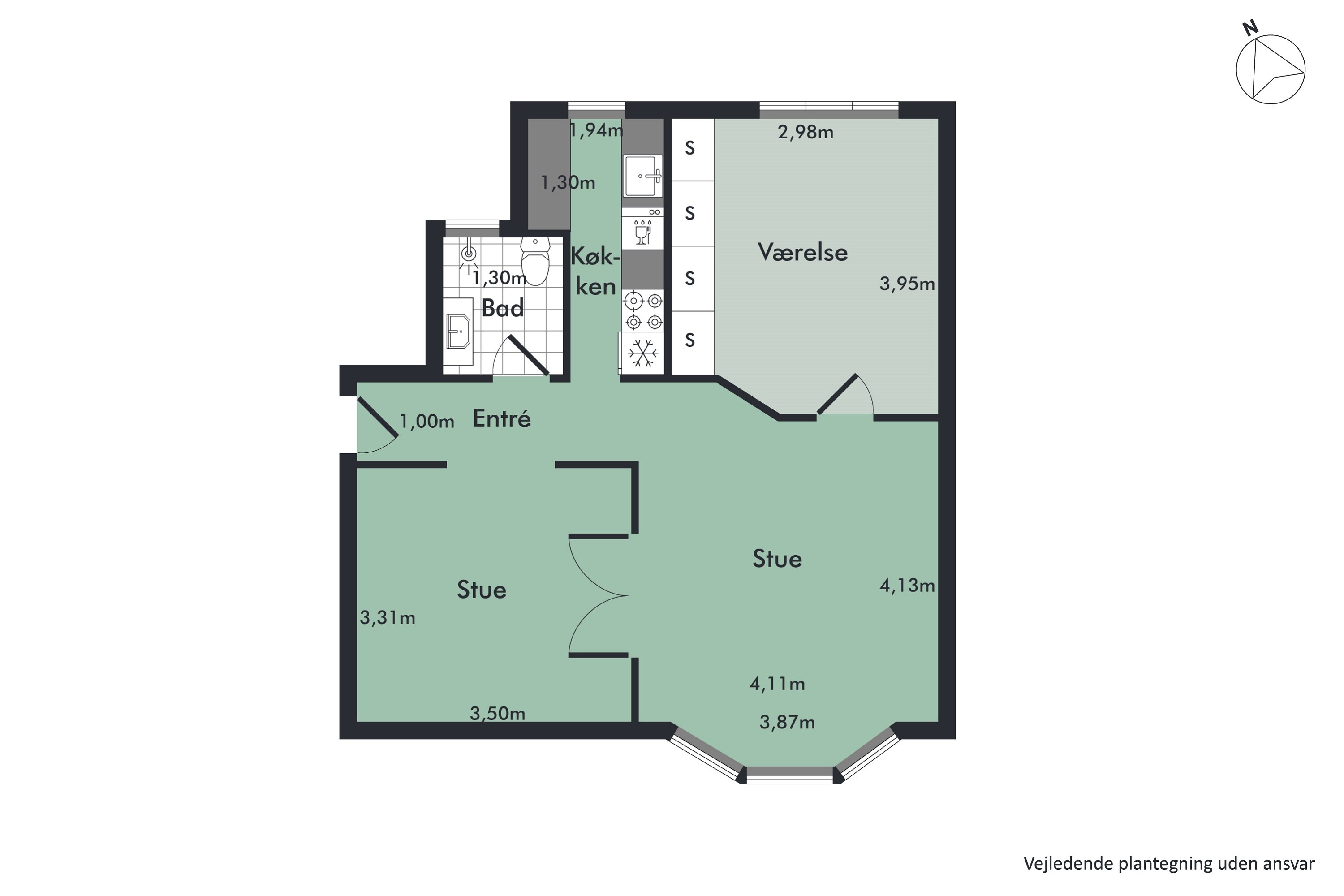 Plantegninger billede af Reberbansgade 6, 2. th., 9000 Aalborg
