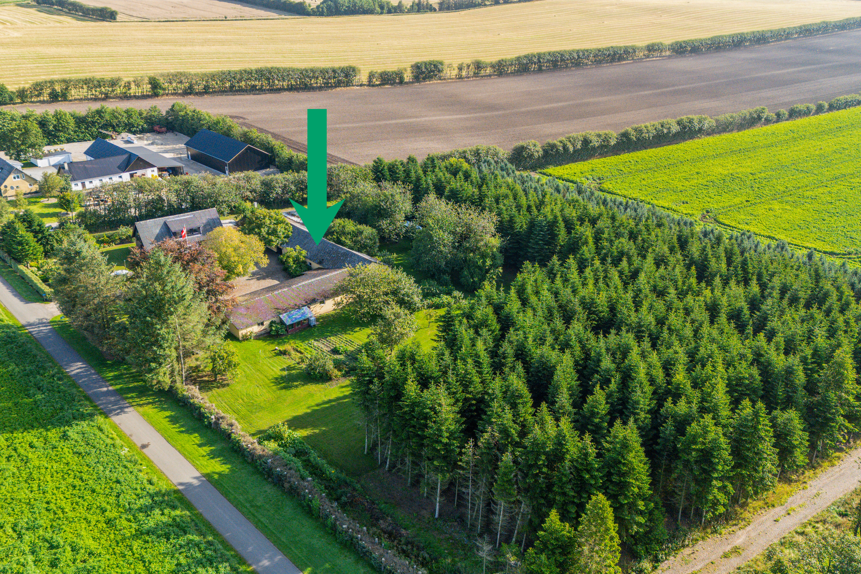 Fremhævet luftfoto billede i fuldskærmstilstand. Billede af Byrstedhedevej 7, Byrsted, 9240 Nibe