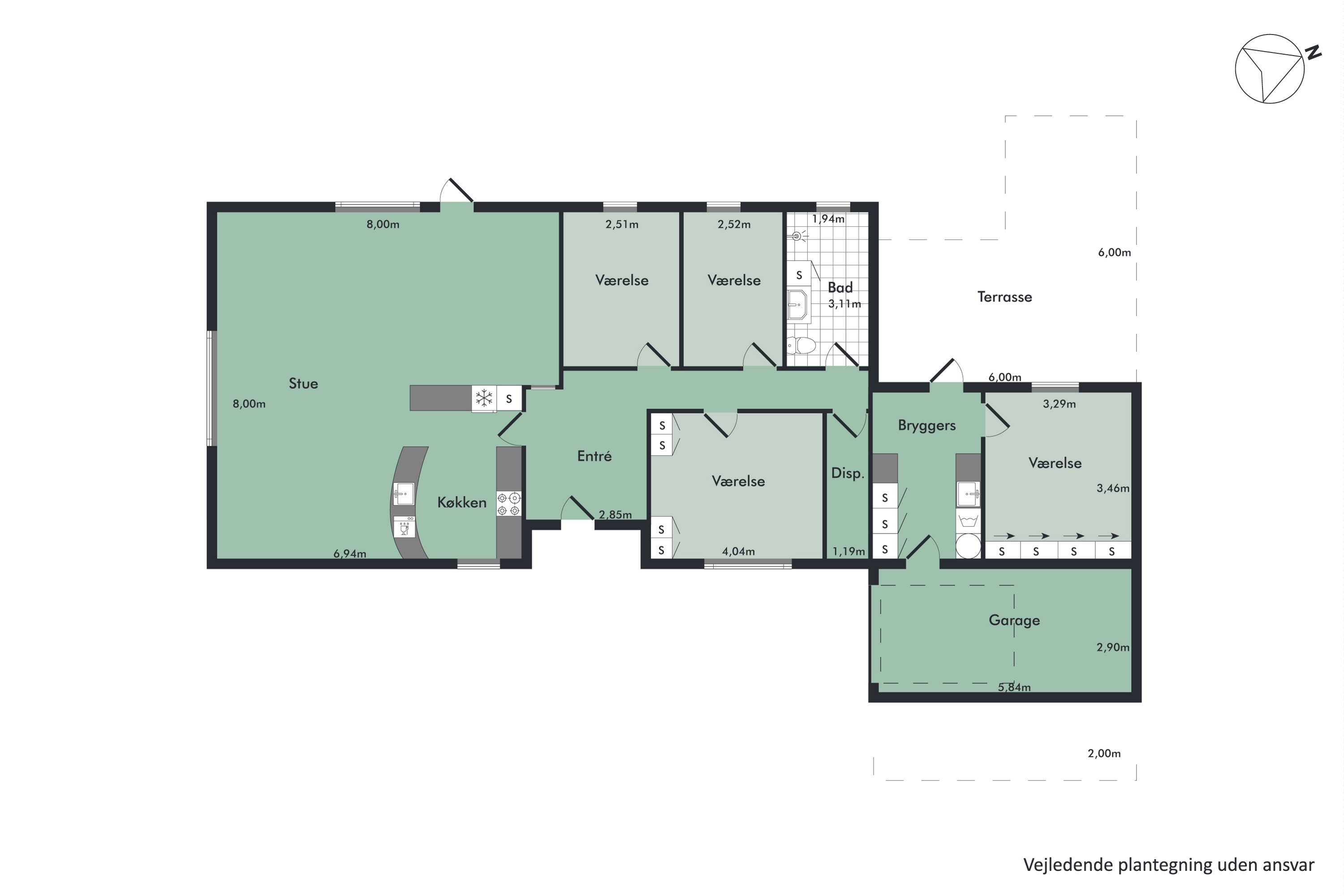 Plantegninger billede af Gudumvej 84, Vaarst, 9260 Gistrup