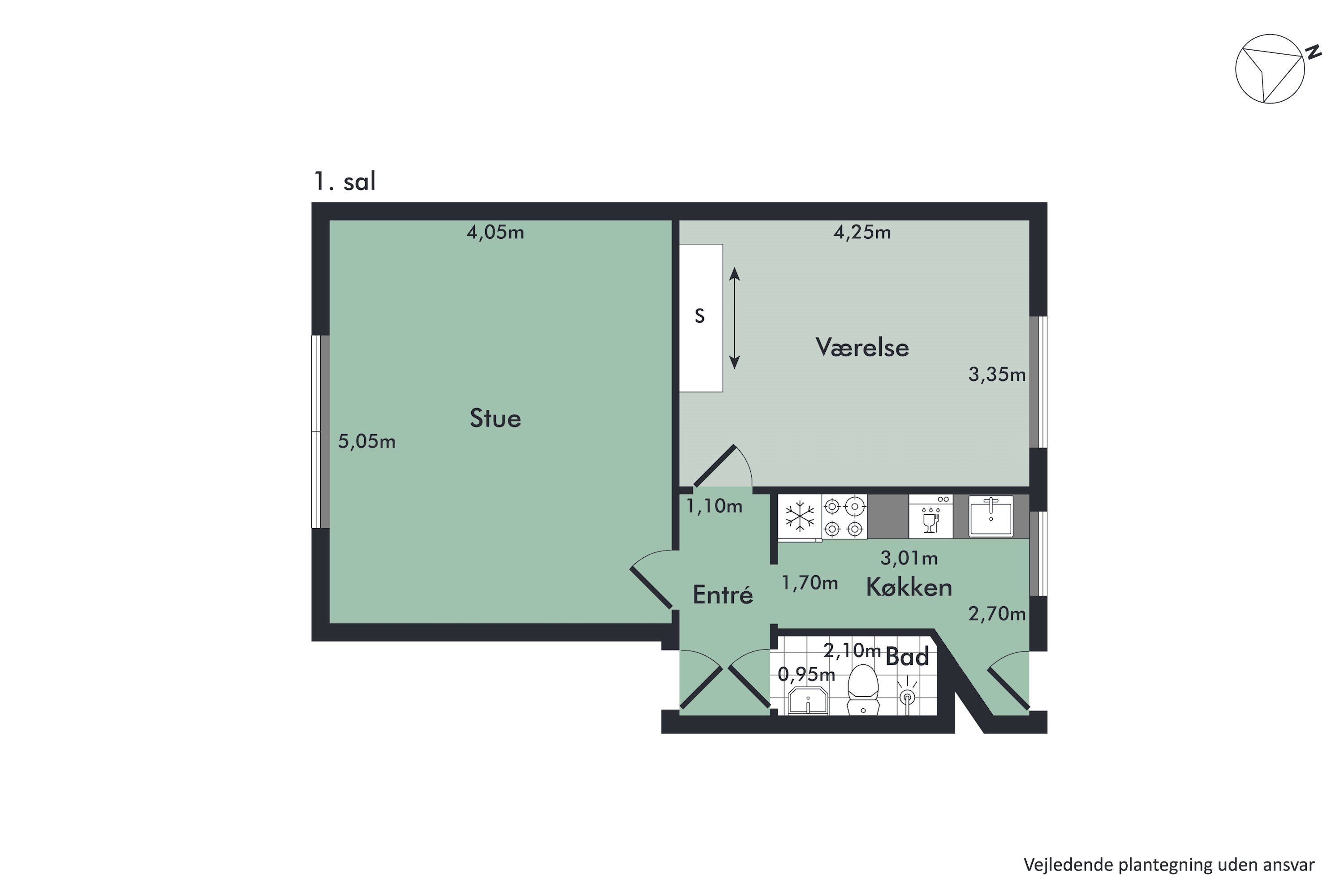 Plantegninger billede af Læsøgade 3, 1. tv., 9000 Aalborg