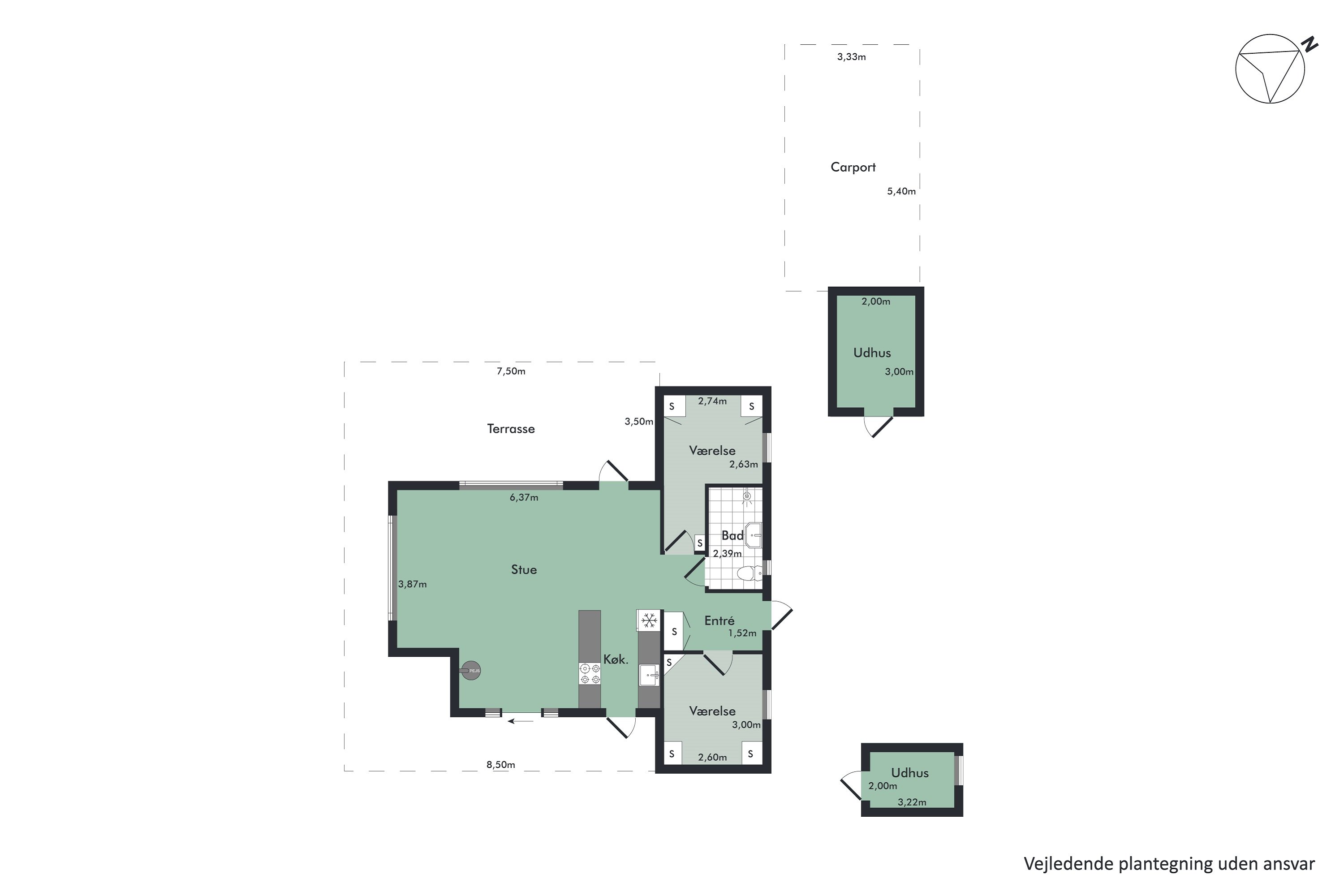 Plantegninger billede af Dyreholmen 17, Hou, 9370 Hals