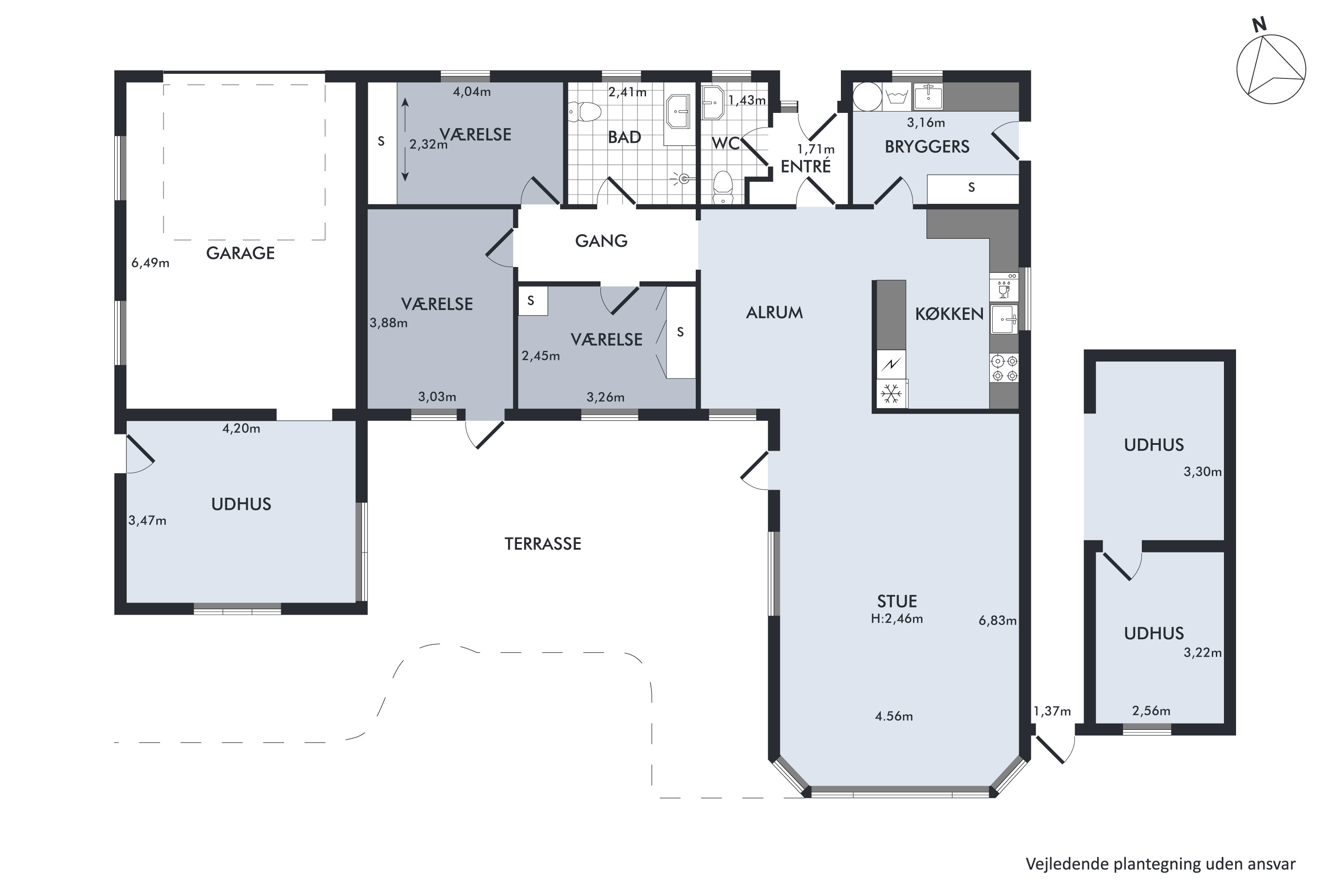 Plantegninger billede af Rosenhøjvej 7, Ugelbølle, 8410 Rønde
