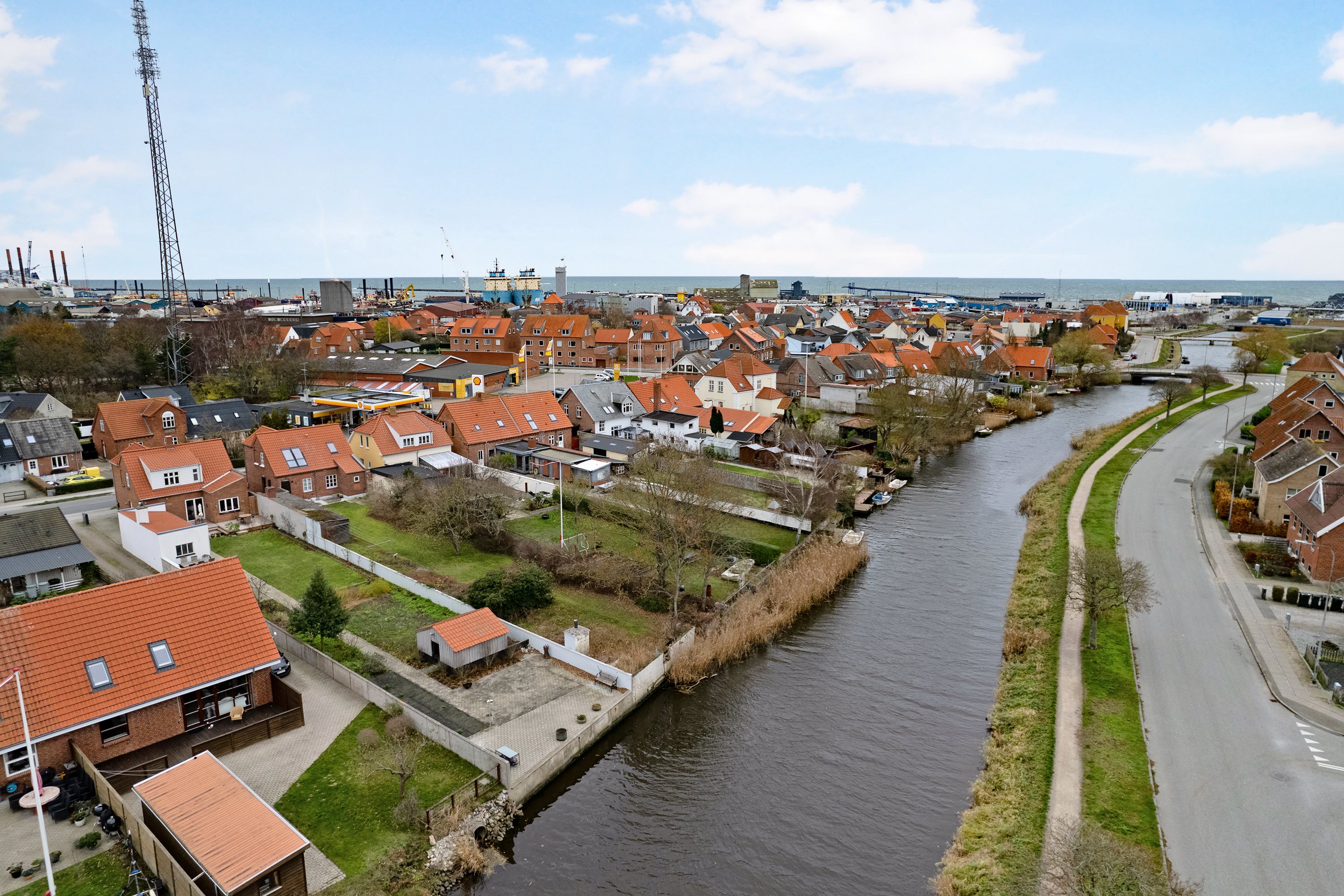 Fremhævet luftfoto billede i fuldskærmstilstand. Billede af Søgade 49, 8500 Grenaa